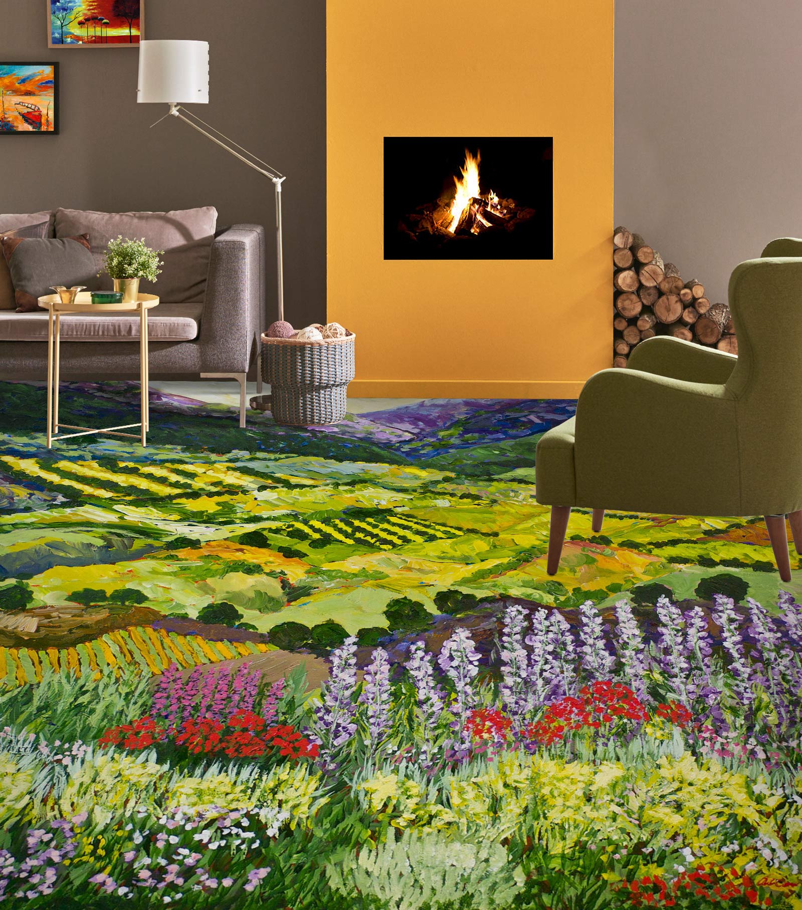 3D Meadow Flowers 9602 Allan P. Friedlander Floor Mural Wallpaper Murals Self-Adhesive Removable Print Epoxy