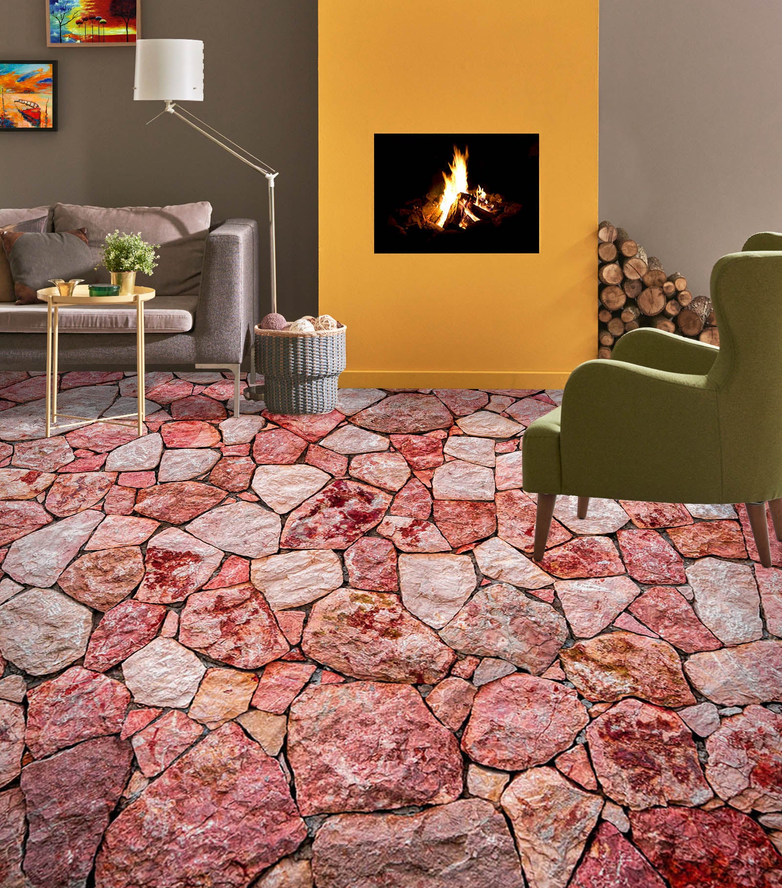 3D Pink Texture Stones 984 Floor Mural Wallpaper Murals Self-Adhesive Removable Print Epoxy