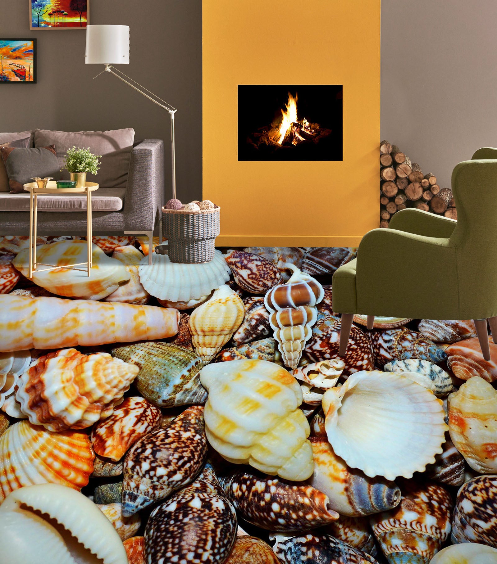 3D Gorgeous Shell 476 Floor Mural Wallpaper Murals Rug & Mat Print Epoxy waterproof bath floor