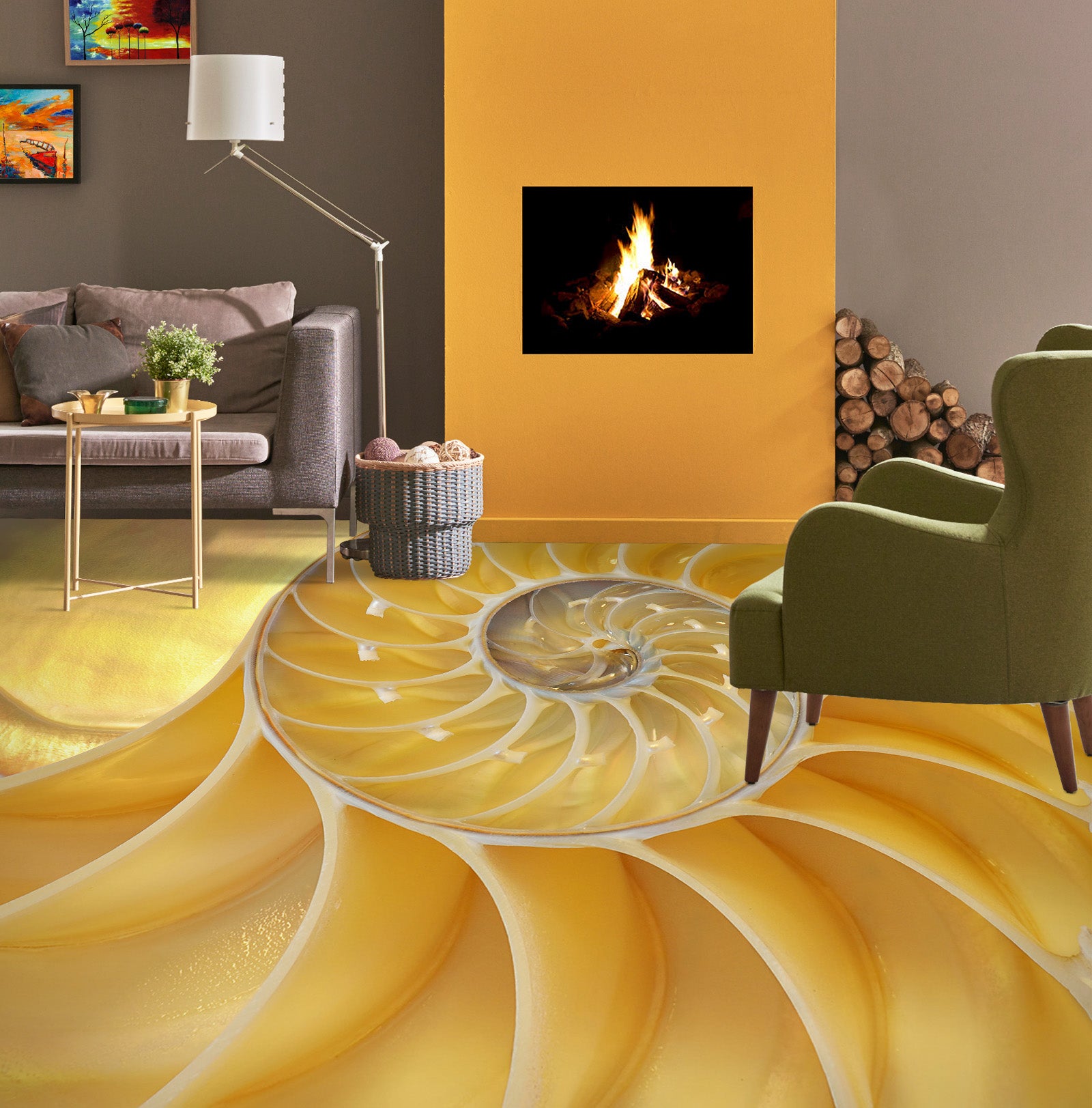 3D Warm Yellow Flowers 530 Floor Mural Wallpaper Murals Rug & Mat Print Epoxy waterproof bath floor