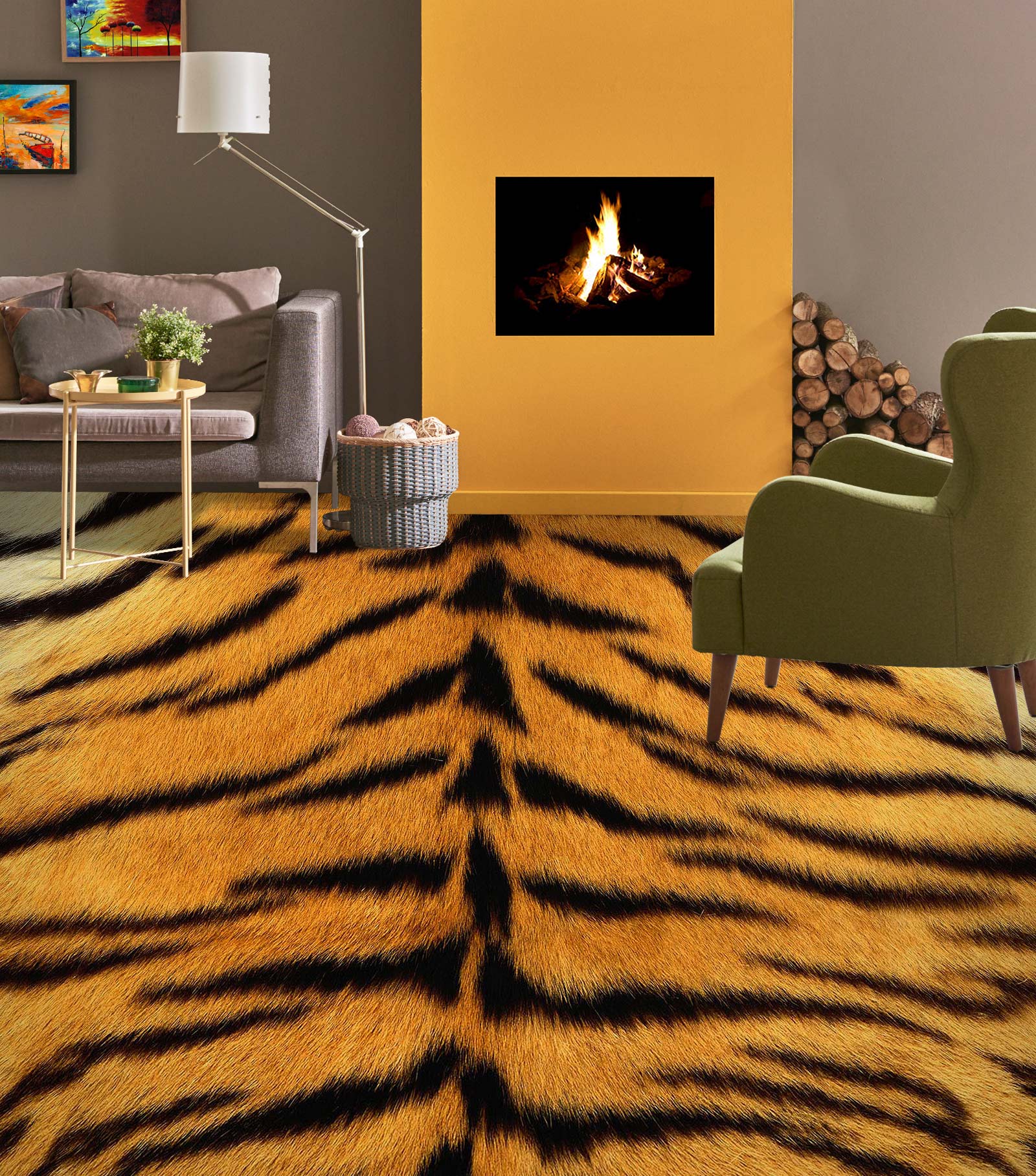 3D Tiger Pattern 1347 Floor Mural Wallpaper Murals Self-Adhesive Removable Print Epoxy