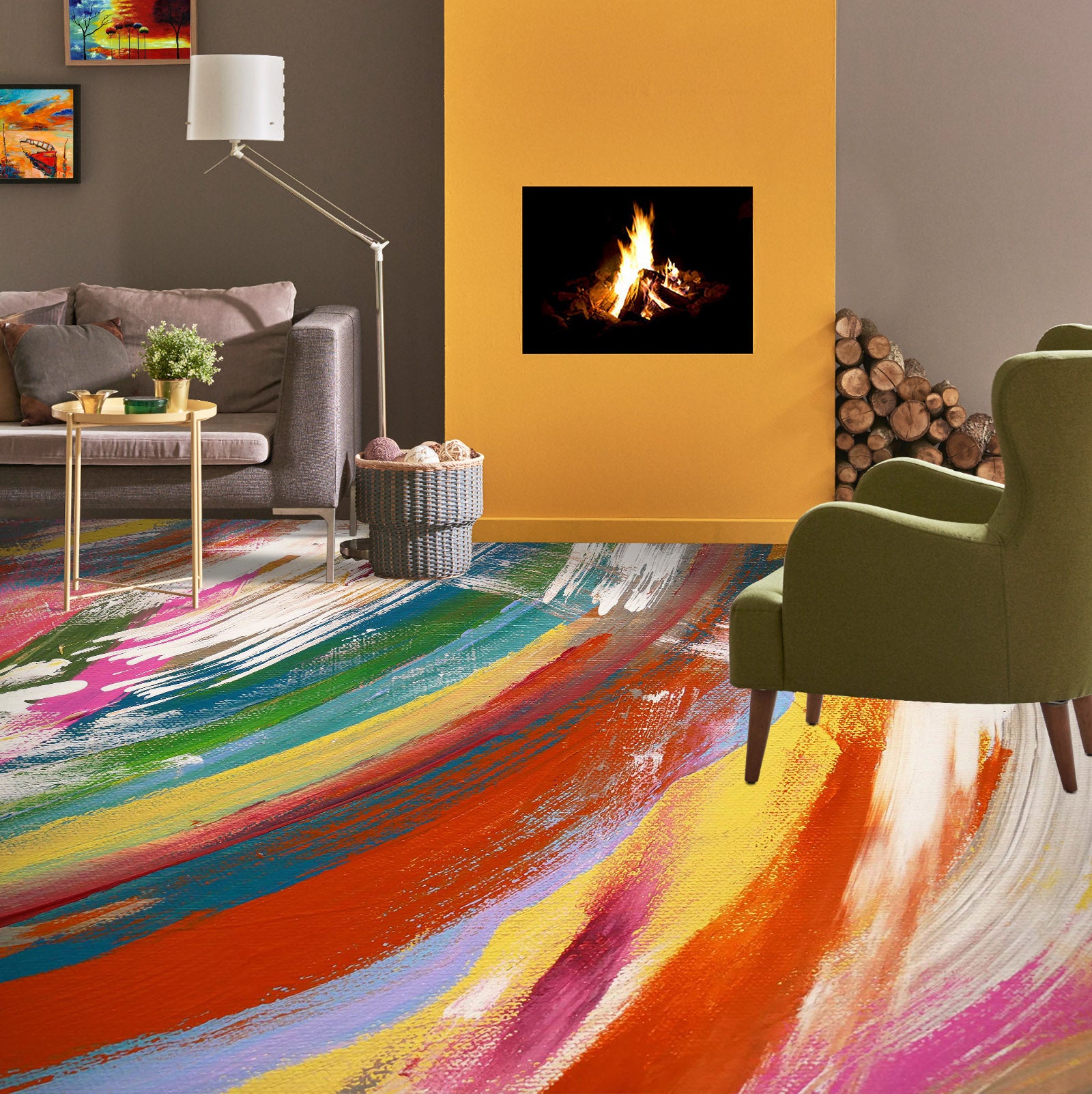 3D Colorful Paints 1241 Floor Mural Wallpaper Murals Self-Adhesive Removable Print Epoxy