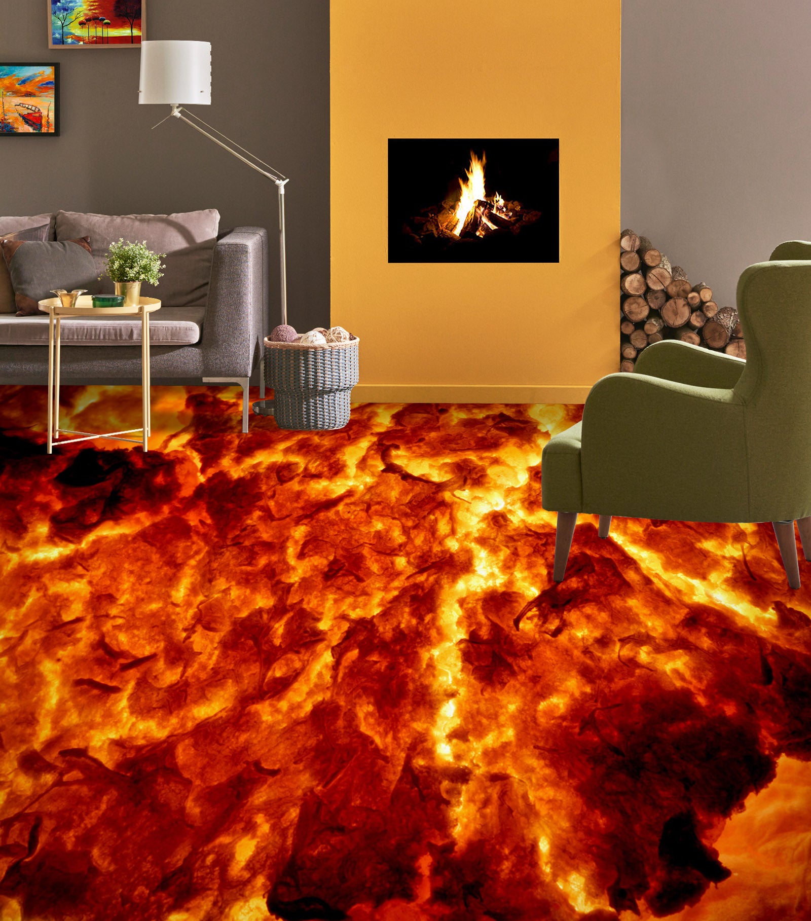 3D Hot Lava 1458 Floor Mural Wallpaper Murals Self-Adhesive Removable Print Epoxy