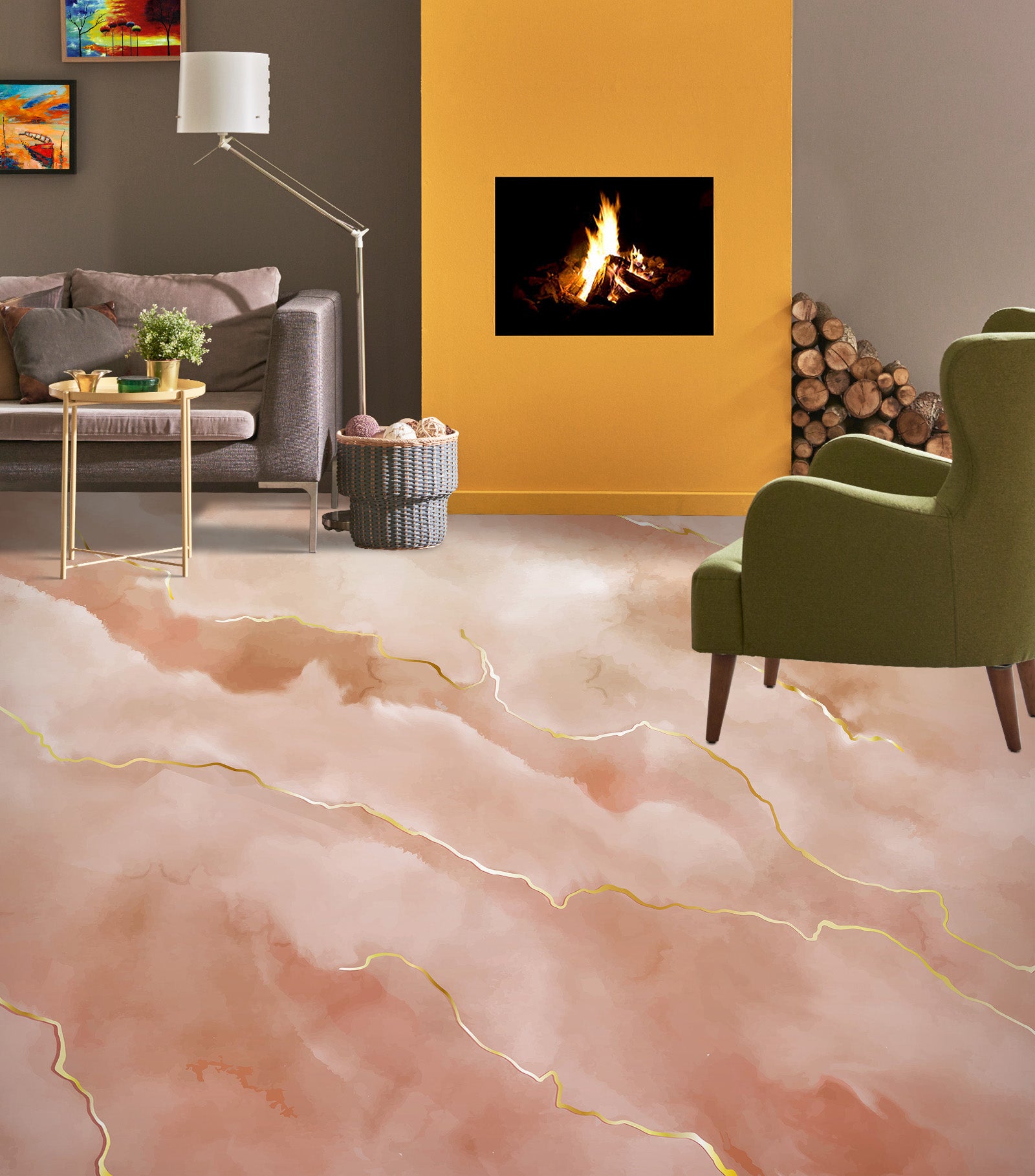 3D Advanced Pink Art 910 Floor Mural Wallpaper Murals Rug & Mat Print Epoxy waterproof bath floor