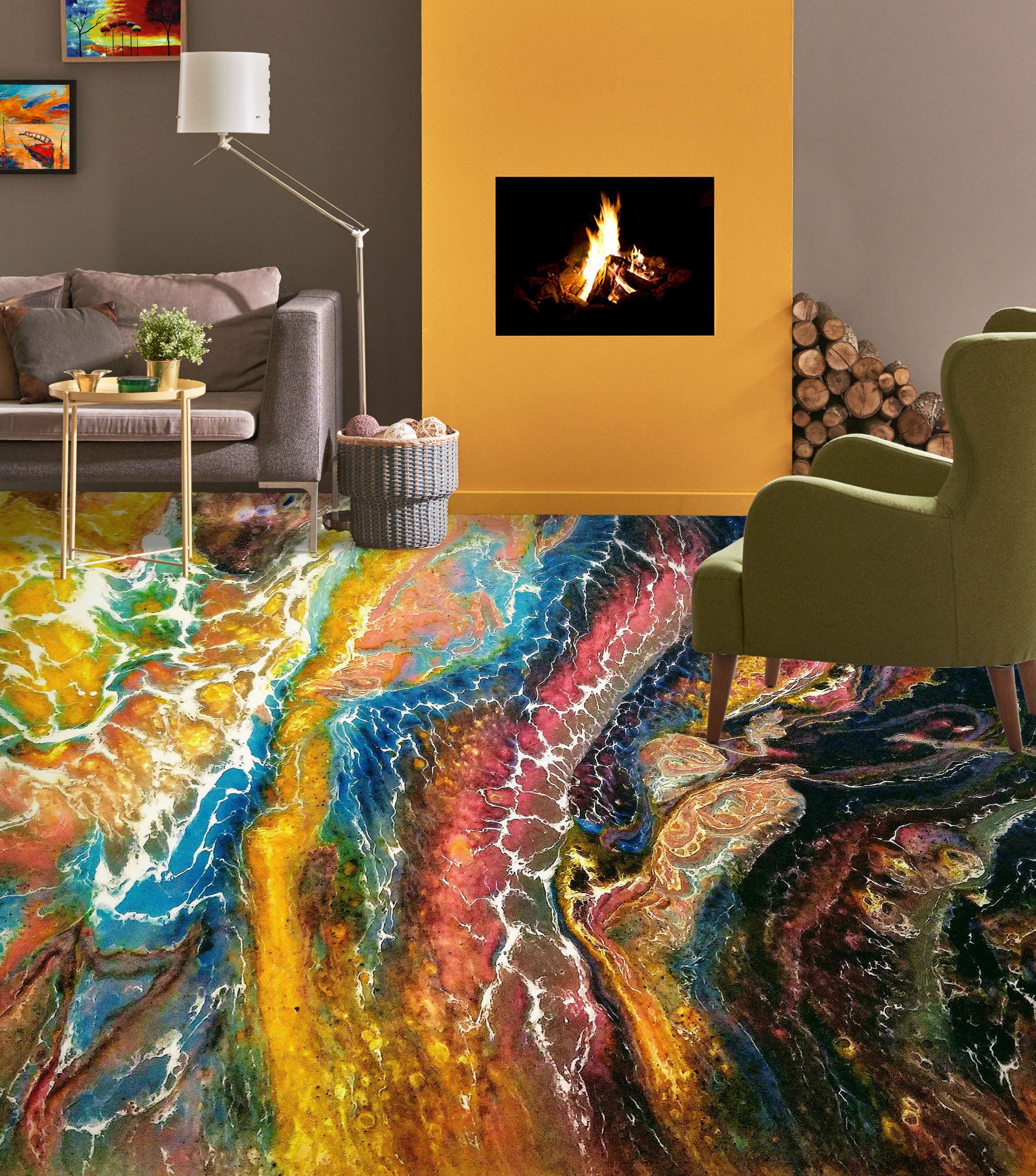3D Shining Colorful Sea 671 Floor Mural Wallpaper Murals Rug & Mat Print Epoxy waterproof bath floor
