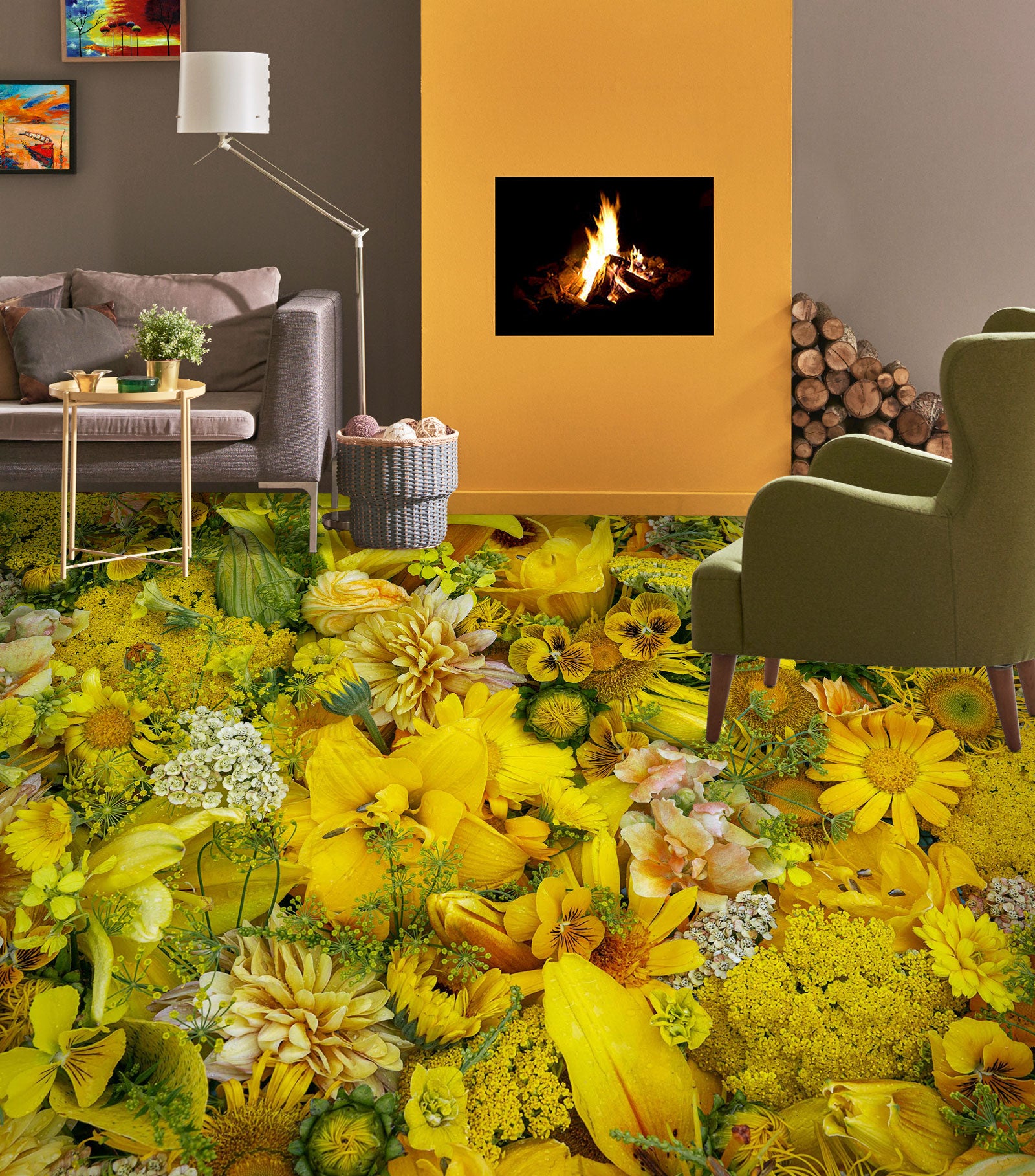 3D Full-bodied Flowers 477 Floor Mural Wallpaper Murals Rug & Mat Print Epoxy waterproof bath floor