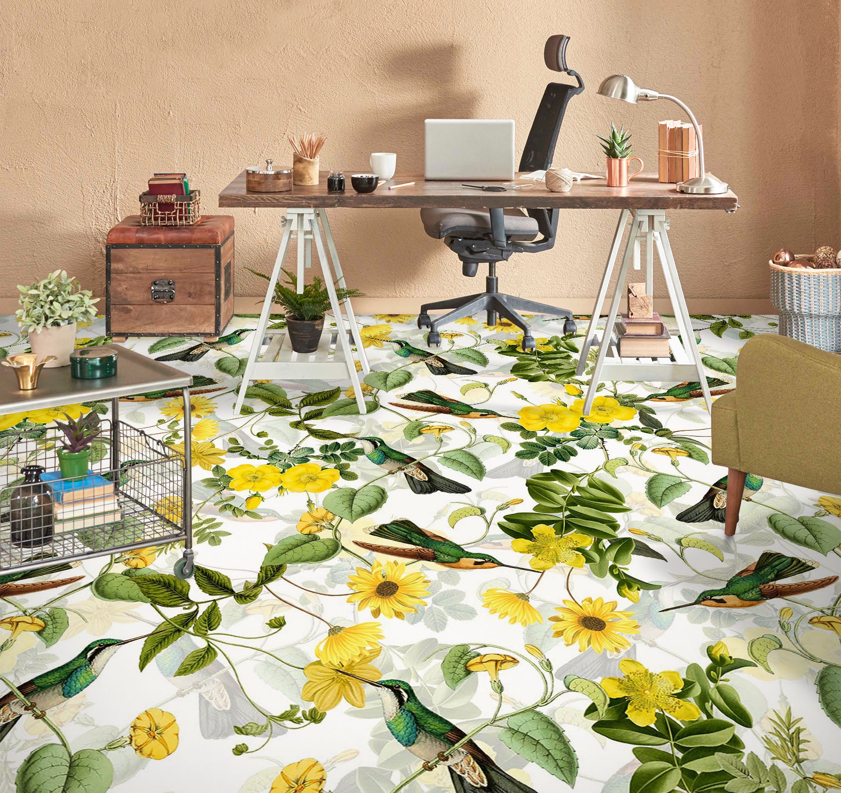 3D Yellow Flowers Daisies 10018 Uta Naumann Floor Mural Wallpaper Murals Self-Adhesive Removable Print Epoxy