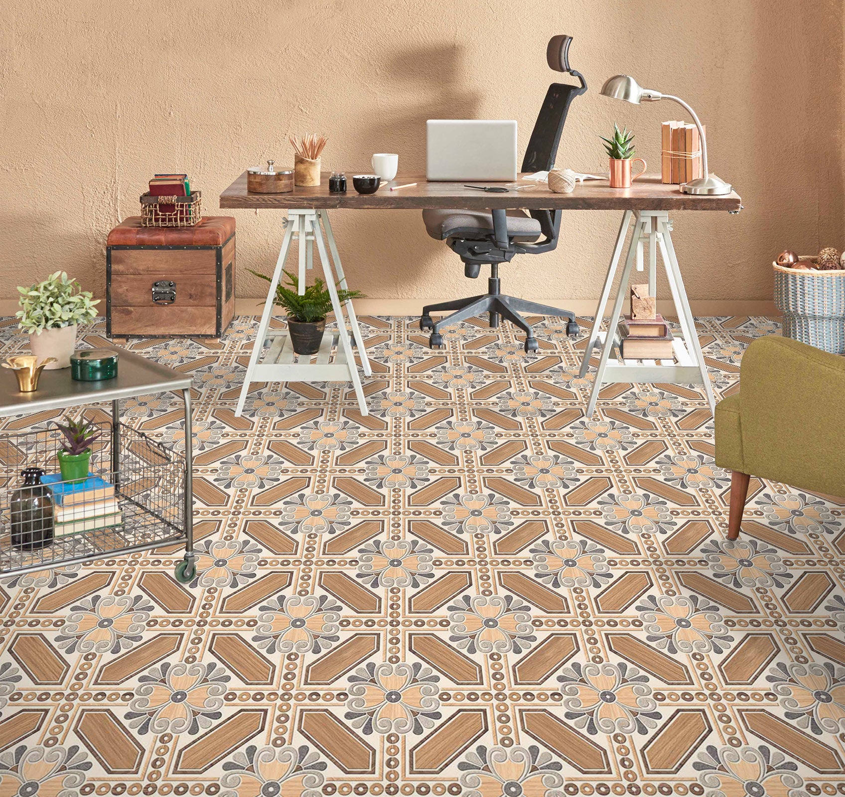 3D Elegant Pattern Style 459 Floor Mural Wallpaper Murals Rug & Mat Print Epoxy waterproof bath floor