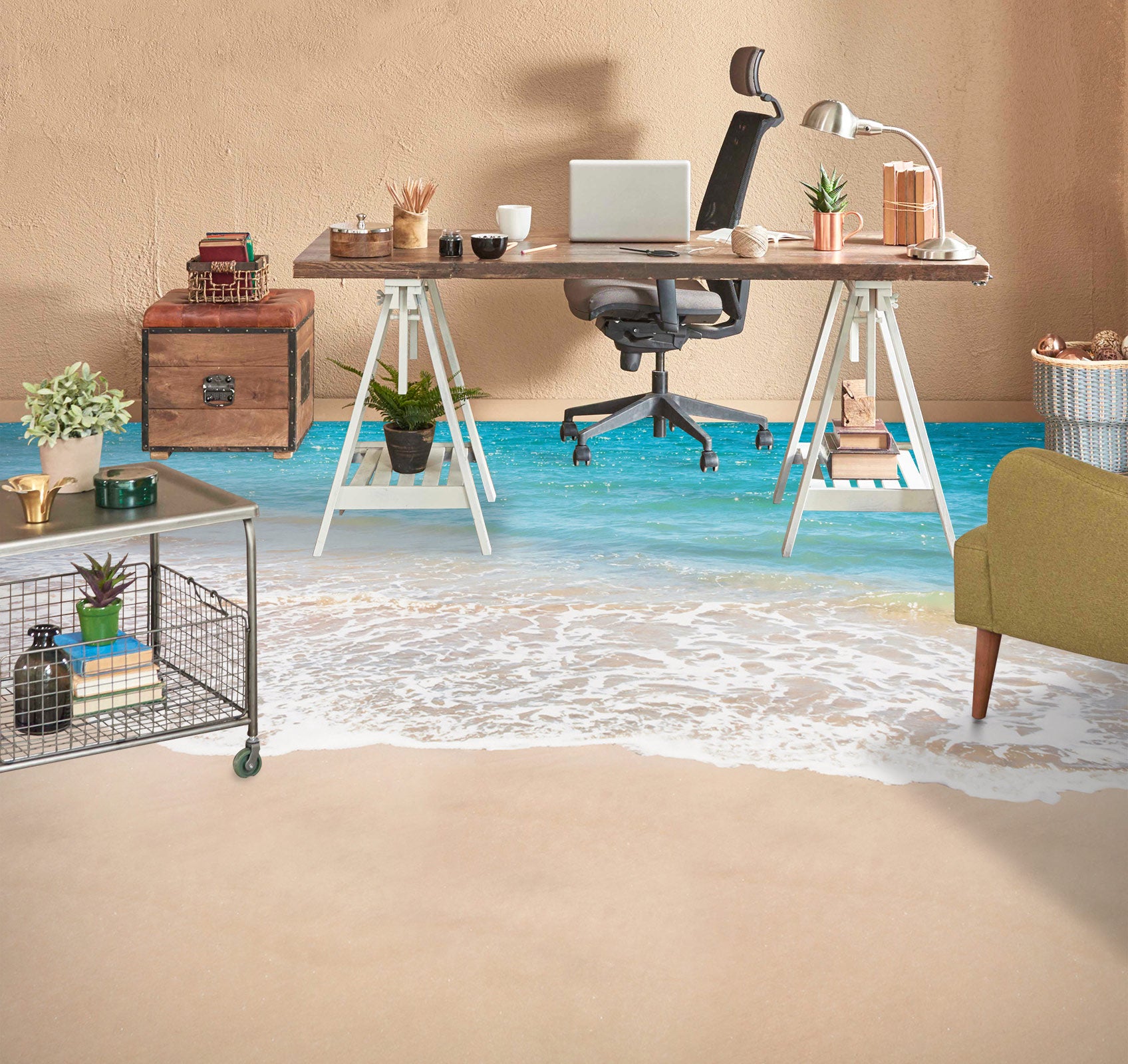 3D Summer Sea Vacation 1348 Floor Mural Wallpaper Murals Self-Adhesive Removable Print Epoxy