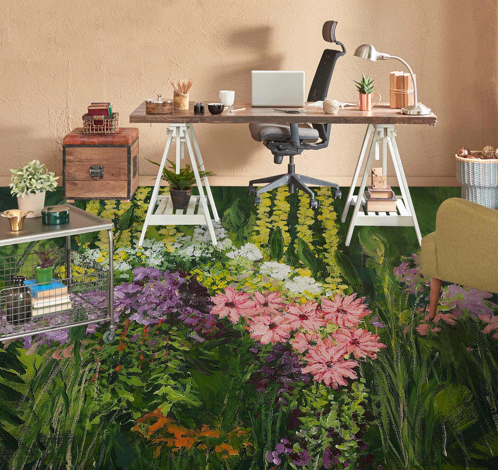 3D Colorful Flowers 9563 Allan P. Friedlander Floor Mural Wallpaper Murals Self-Adhesive Removable Print Epoxy