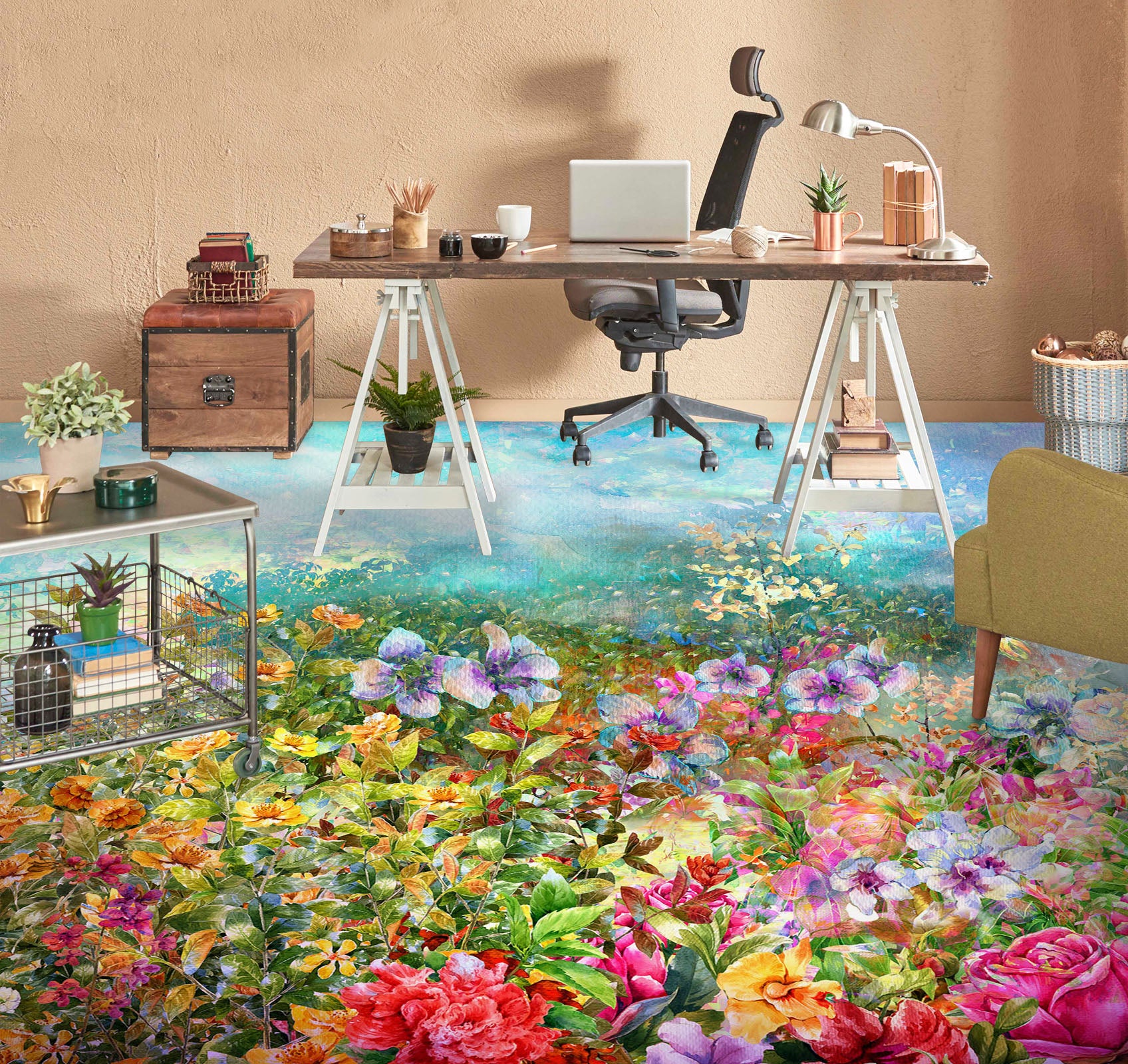 3D Gorgeous Garden 1235 Floor Mural Wallpaper Murals Self-Adhesive Removable Print Epoxy