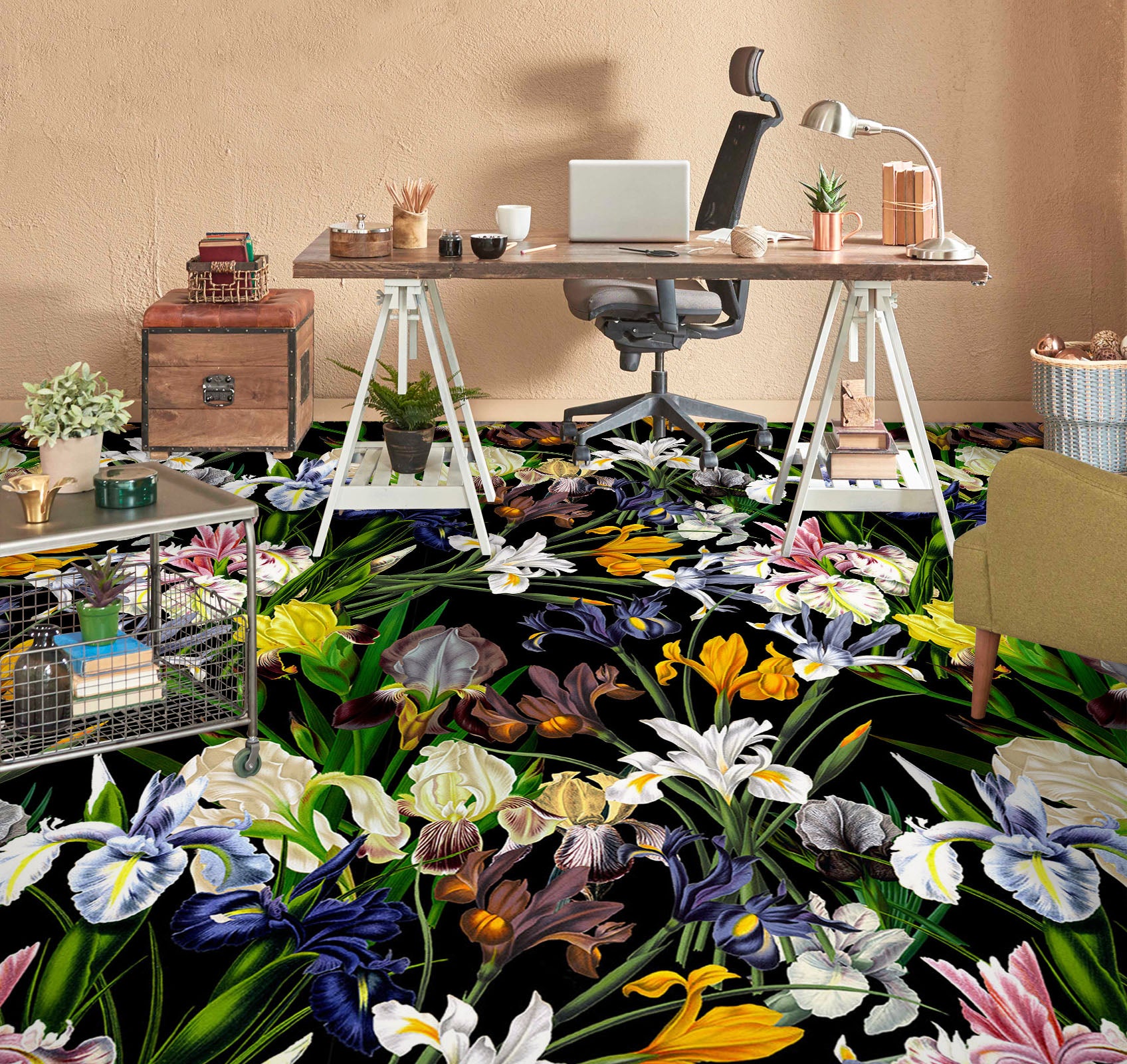 3D Various Colored Flowers 10021 Uta Naumann Floor Mural Wallpaper Murals Self-Adhesive Removable Print Epoxy