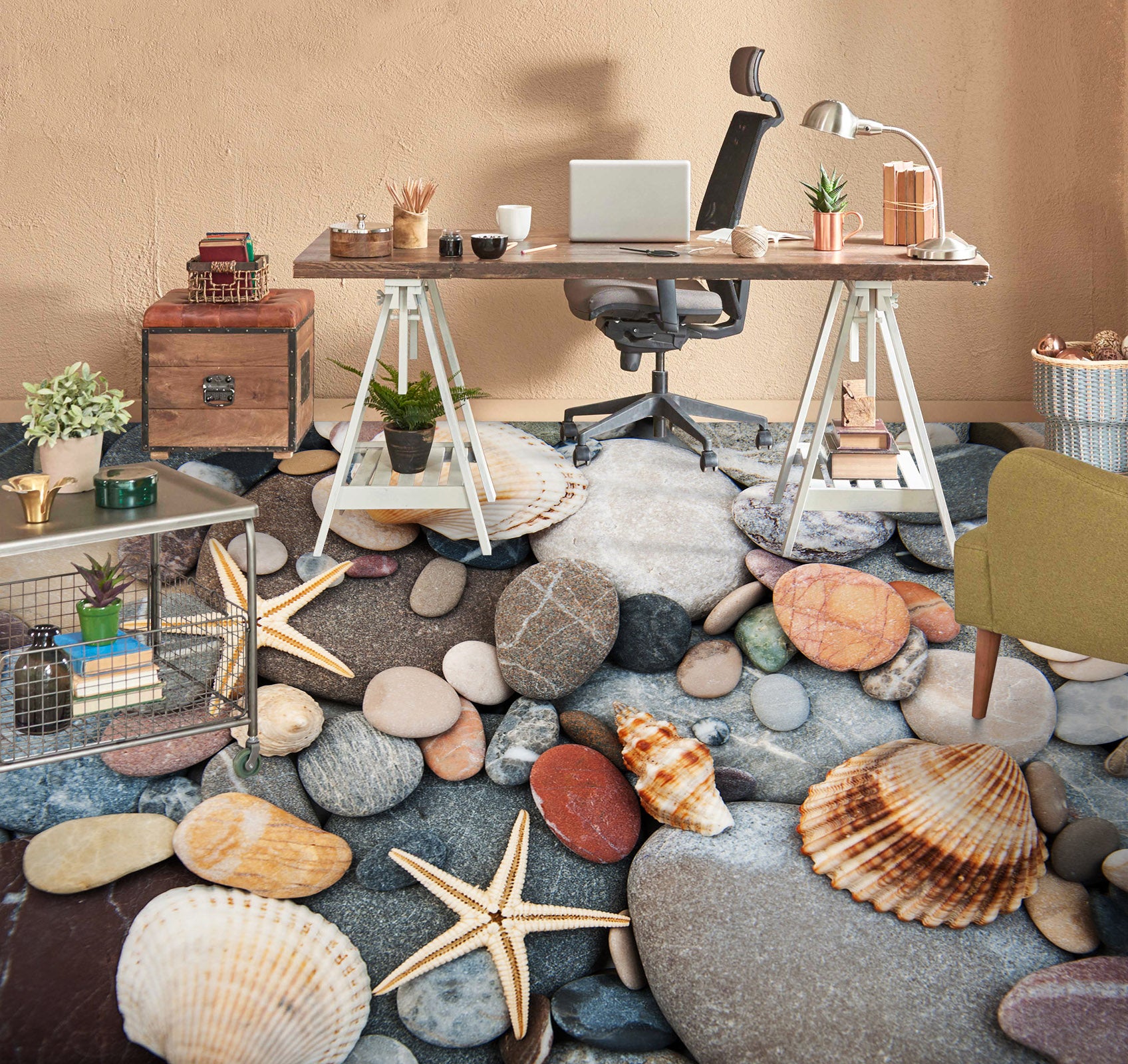 3D Precious Pebbles 1500 Floor Mural Wallpaper Murals Self-Adhesive Removable Print Epoxy