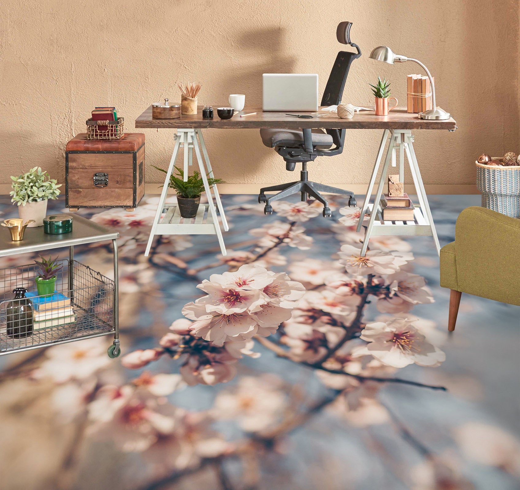 3D Elegant Cherry Blossom 1276 Floor Mural
