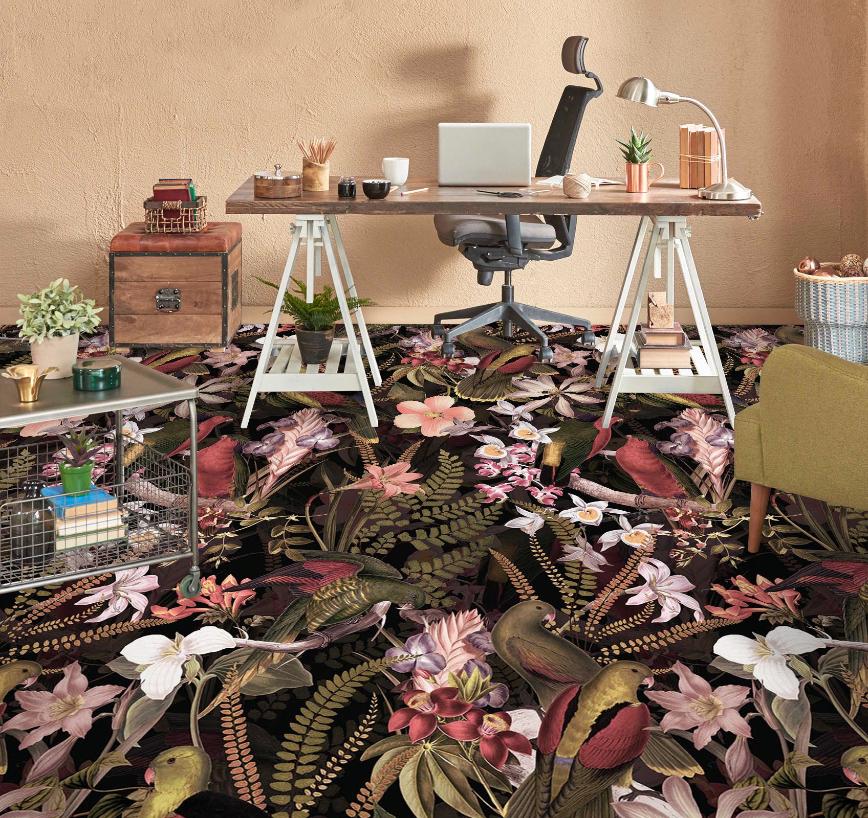 3D Flower Leaves 99178 Uta Naumann Floor Mural Wallpaper Murals Self-Adhesive Removable Print Epoxy