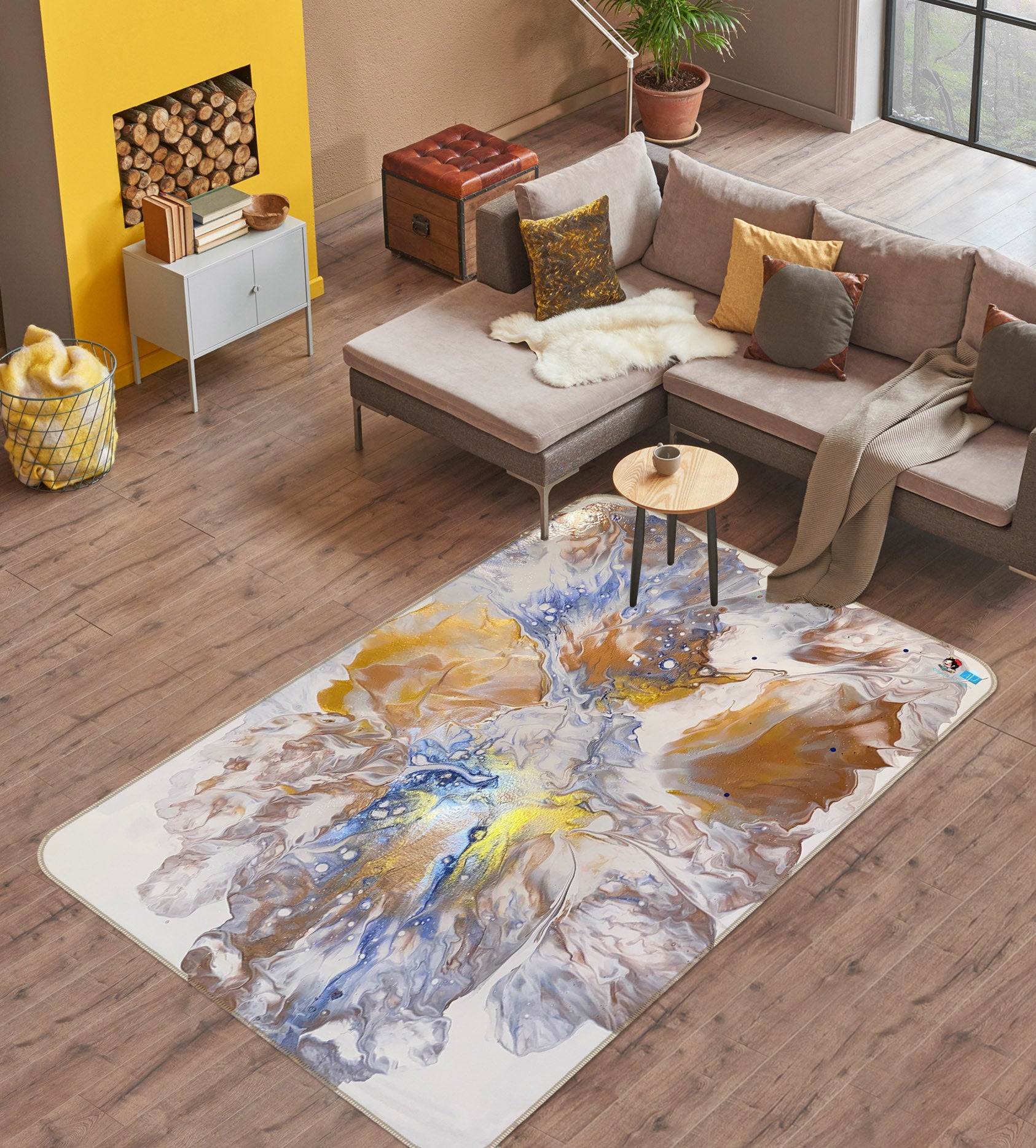 3D Golden Brown Pattern 40017 Valerie Latrice Rug Non Slip Rug Mat