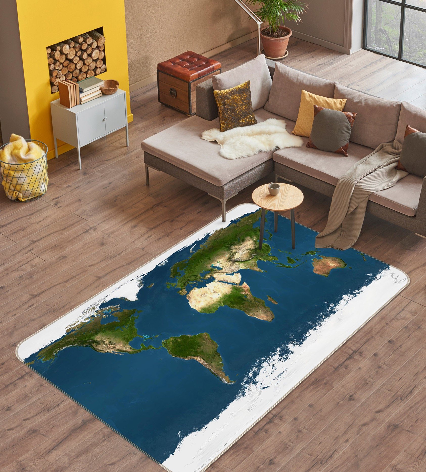 3D Green Space 319 World Map Non Slip Rug Mat