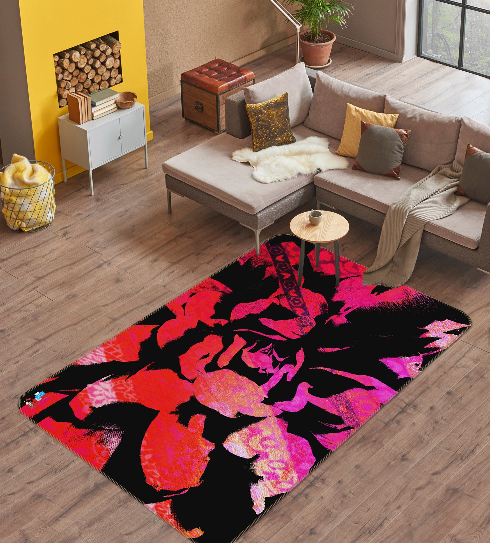 3D Red Pattern 19155 Shandra Smith Rug Non Slip Rug Mat