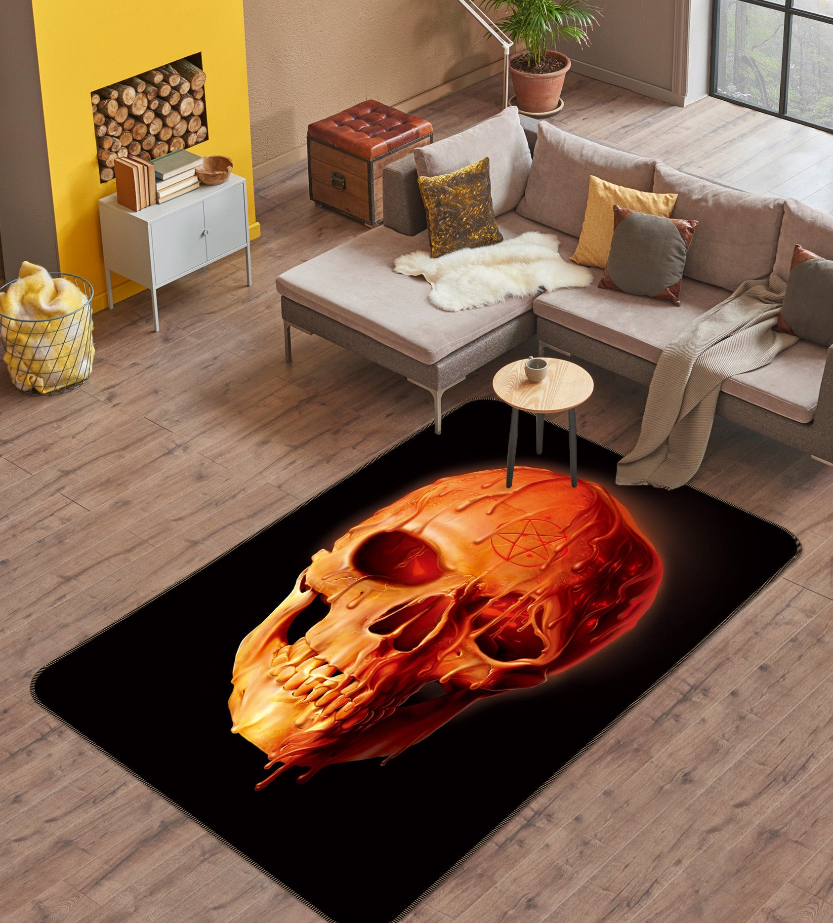 3D Wax Skull 1085 Vincent Hie Rug Non Slip Rug Mat