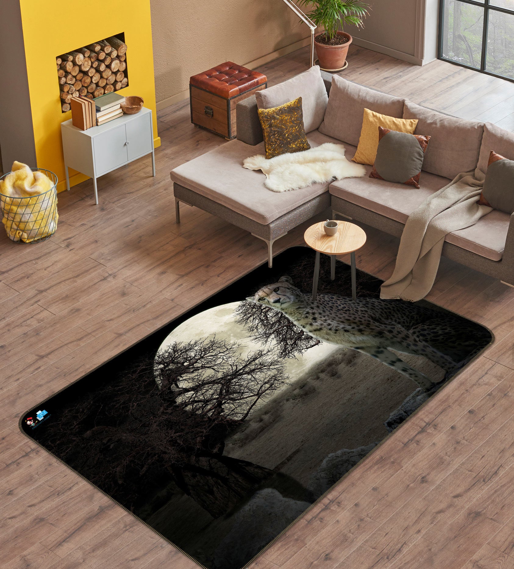 3D Moon Leopard 5144 Beth Sheridan Rug Non Slip Rug Mat