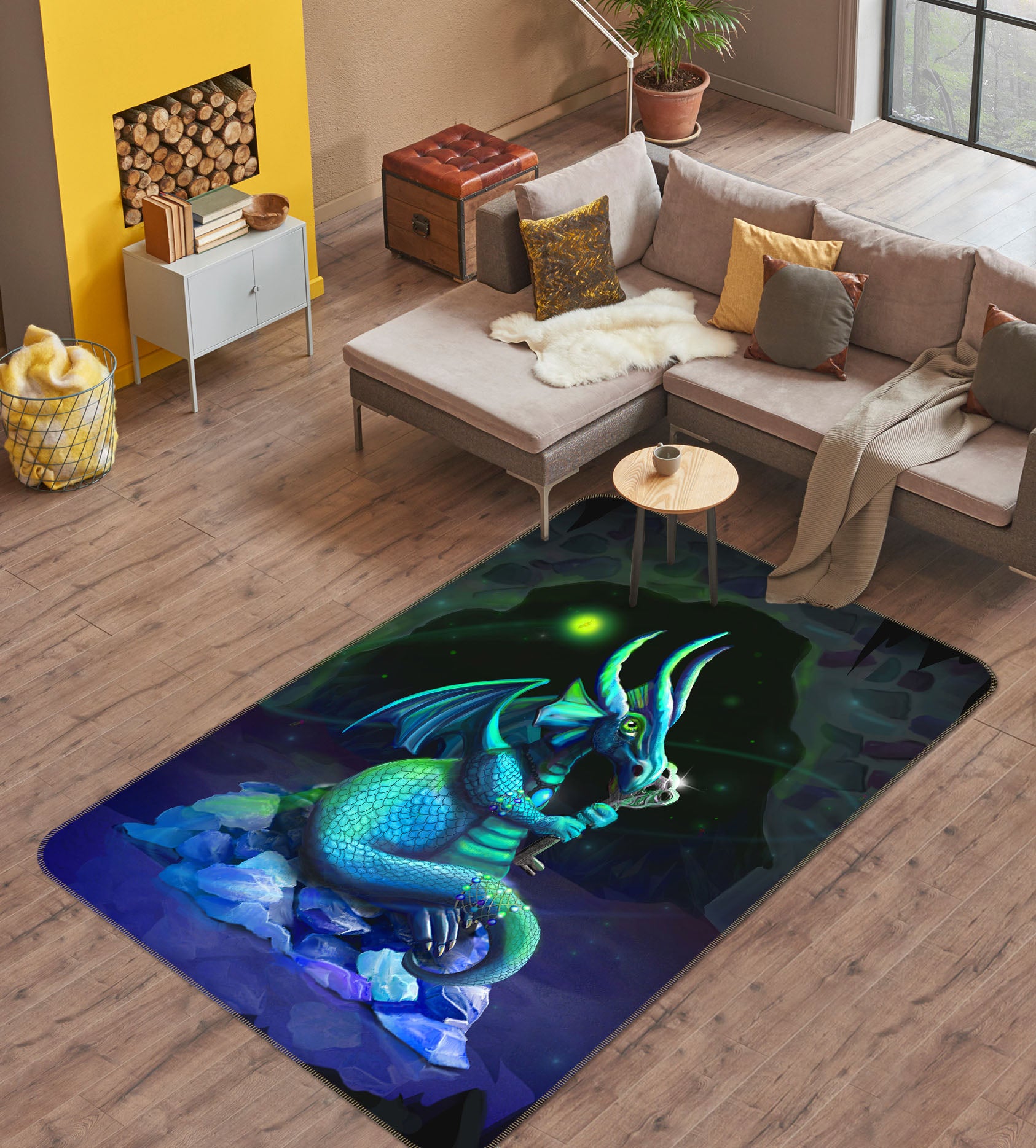 3D Night Dragon 3029 Rose Catherine Khan Rug Non Slip Rug Mat