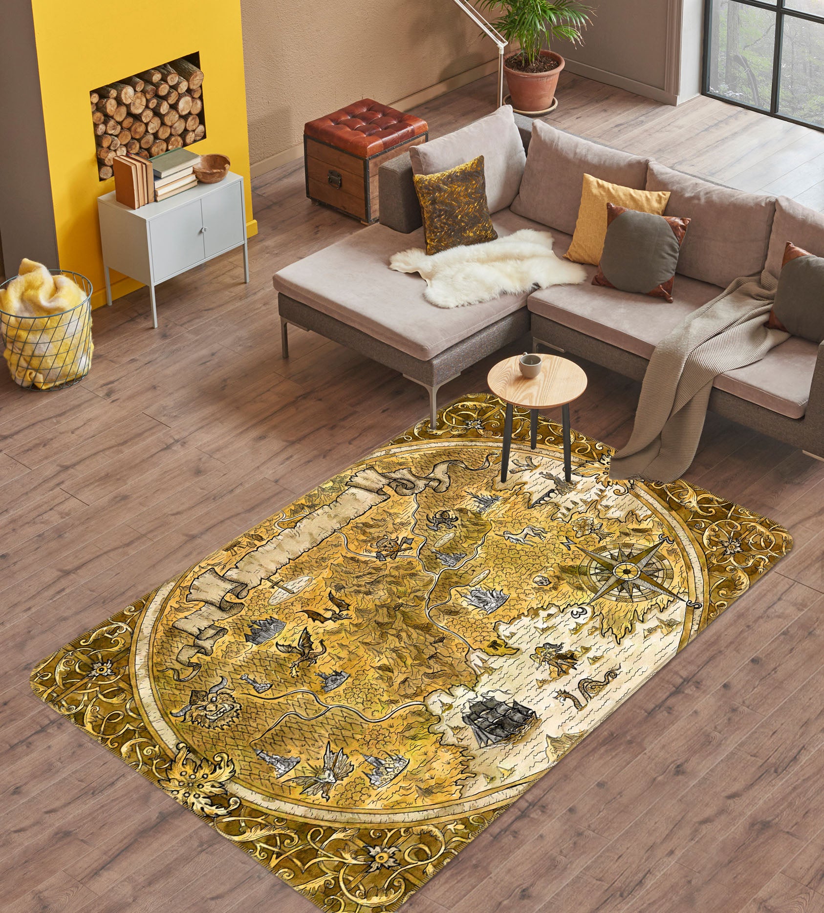 3D Complex Pattern 310 World Map Non Slip Rug Mat