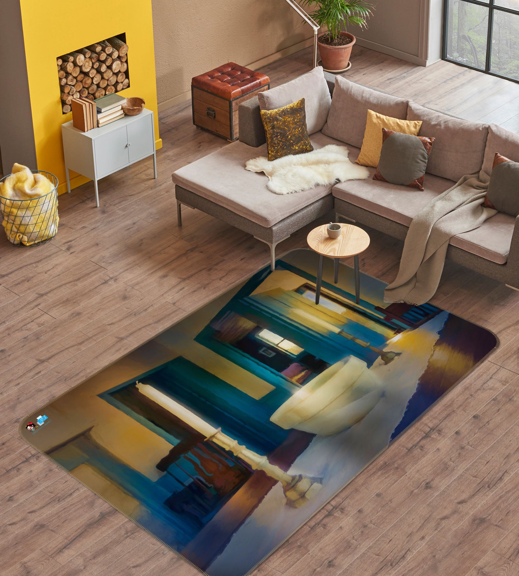 3D Room Candle 5120 Beth Sheridan Rug Non Slip Rug Mat