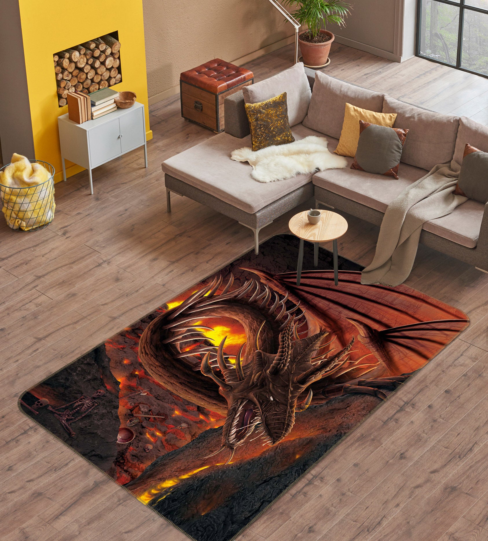 3D HellFire Dragon 1041 Vincent Hie Rug Non Slip Rug Mat