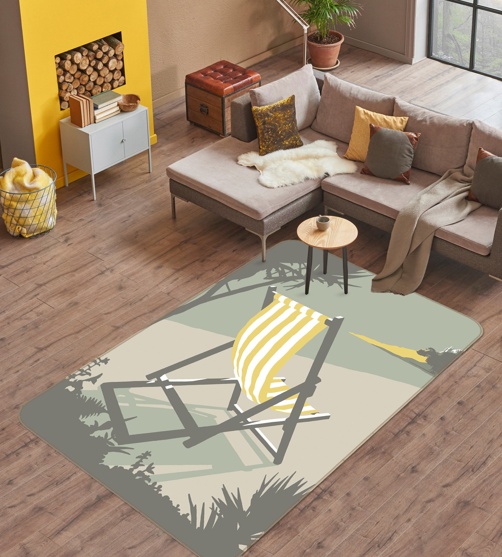 3D Marazion Deckchair 1122 Steve Read Rug Non Slip Rug Mat