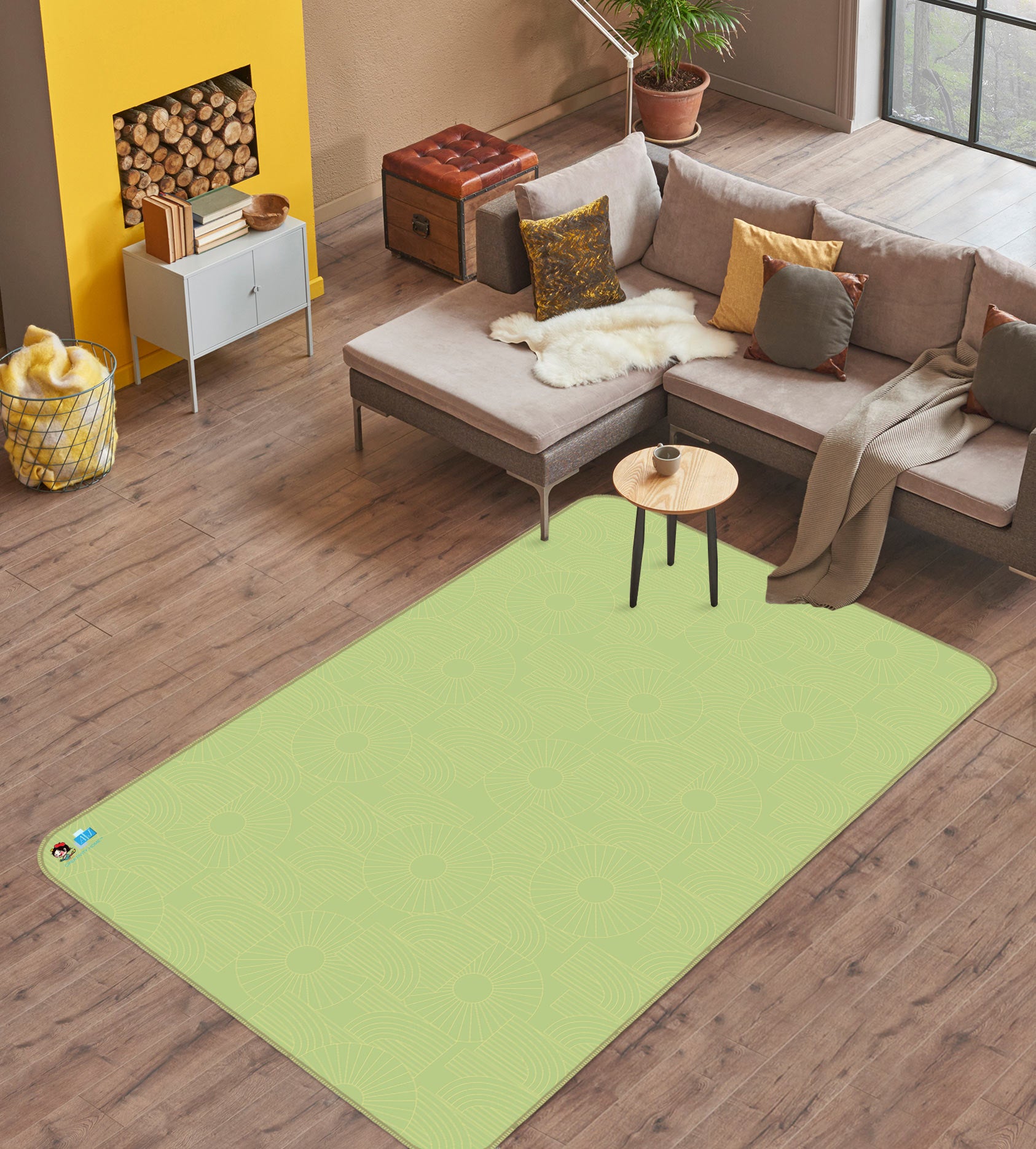 3D Green 9886 Kasumi Loffler Rug Non Slip Rug Mat