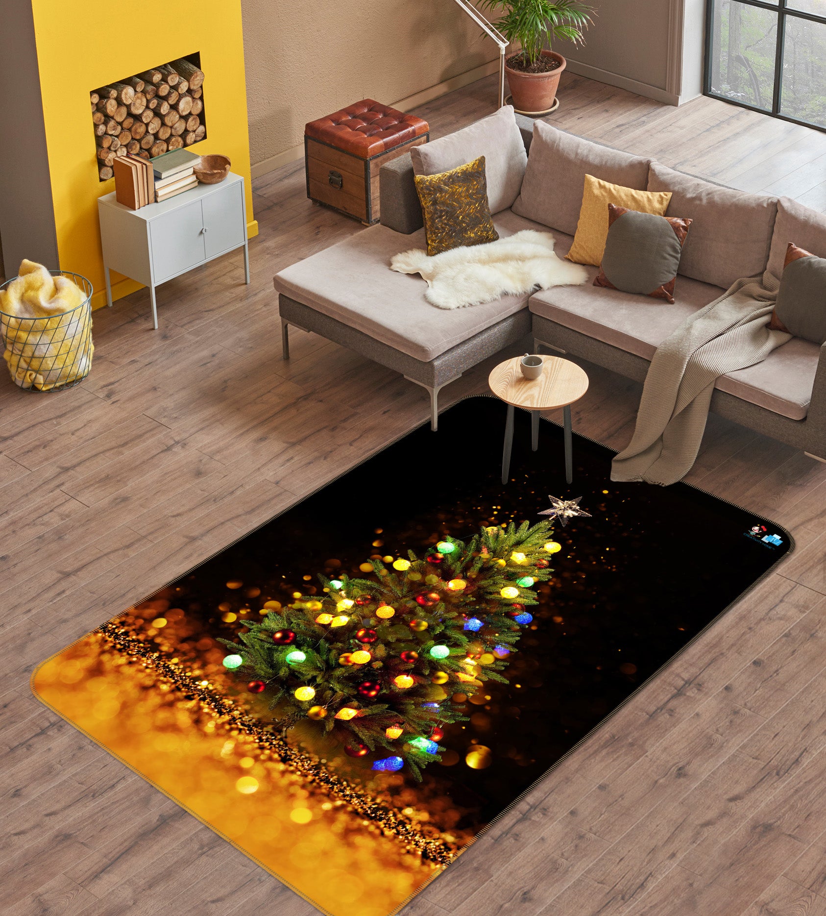 3D Lamp Tree 57031 Christmas Non Slip Rug Mat Xmas