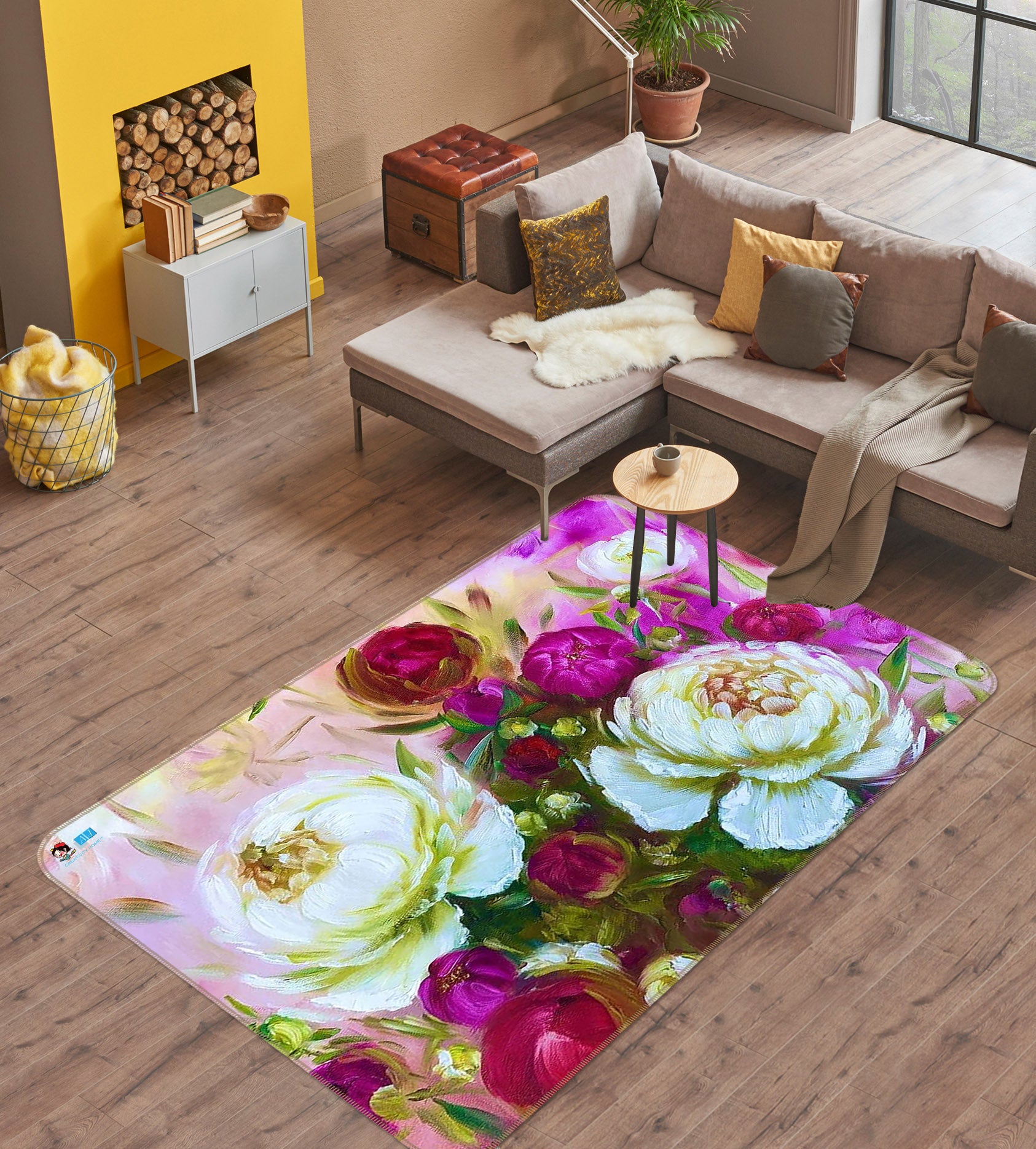 Pink Flower Bud 12611 Skromova Marina Rug Non Slip Rug Mat