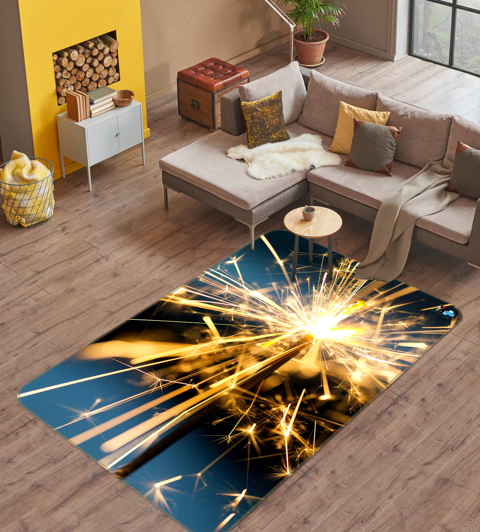 3D Fireworks 57007 Christmas Non Slip Rug Mat Xmas