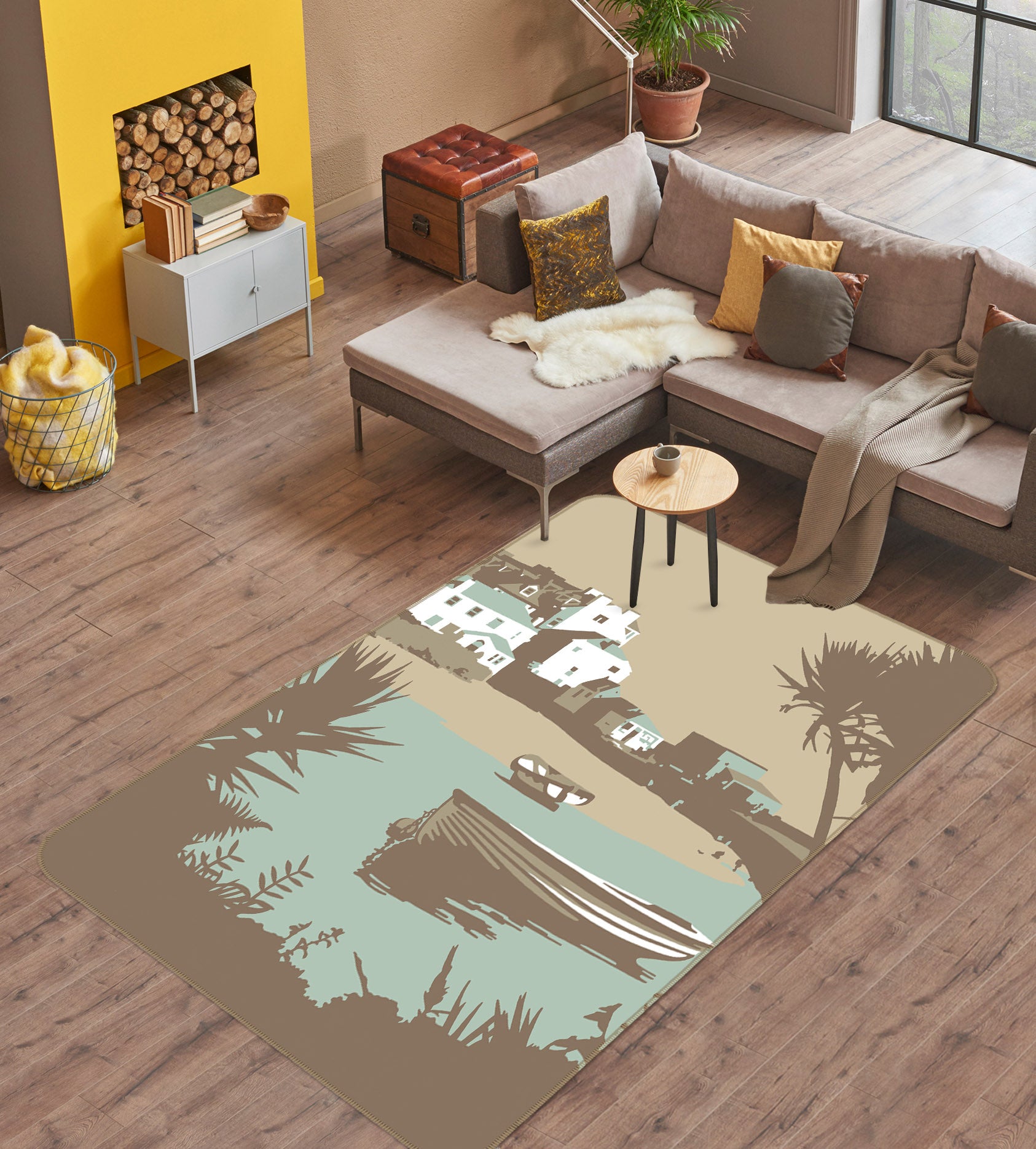 3D River Boat 1152 Steve Read Rug Non Slip Rug Mat