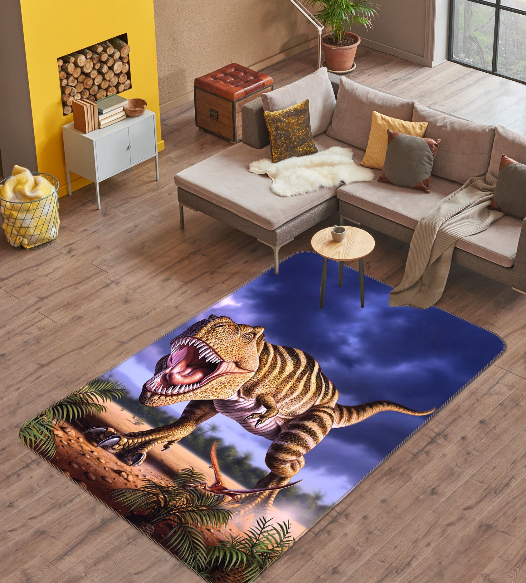 3D Brown Rex 1004 Jerry LoFaro Rug Non Slip Rug Mat