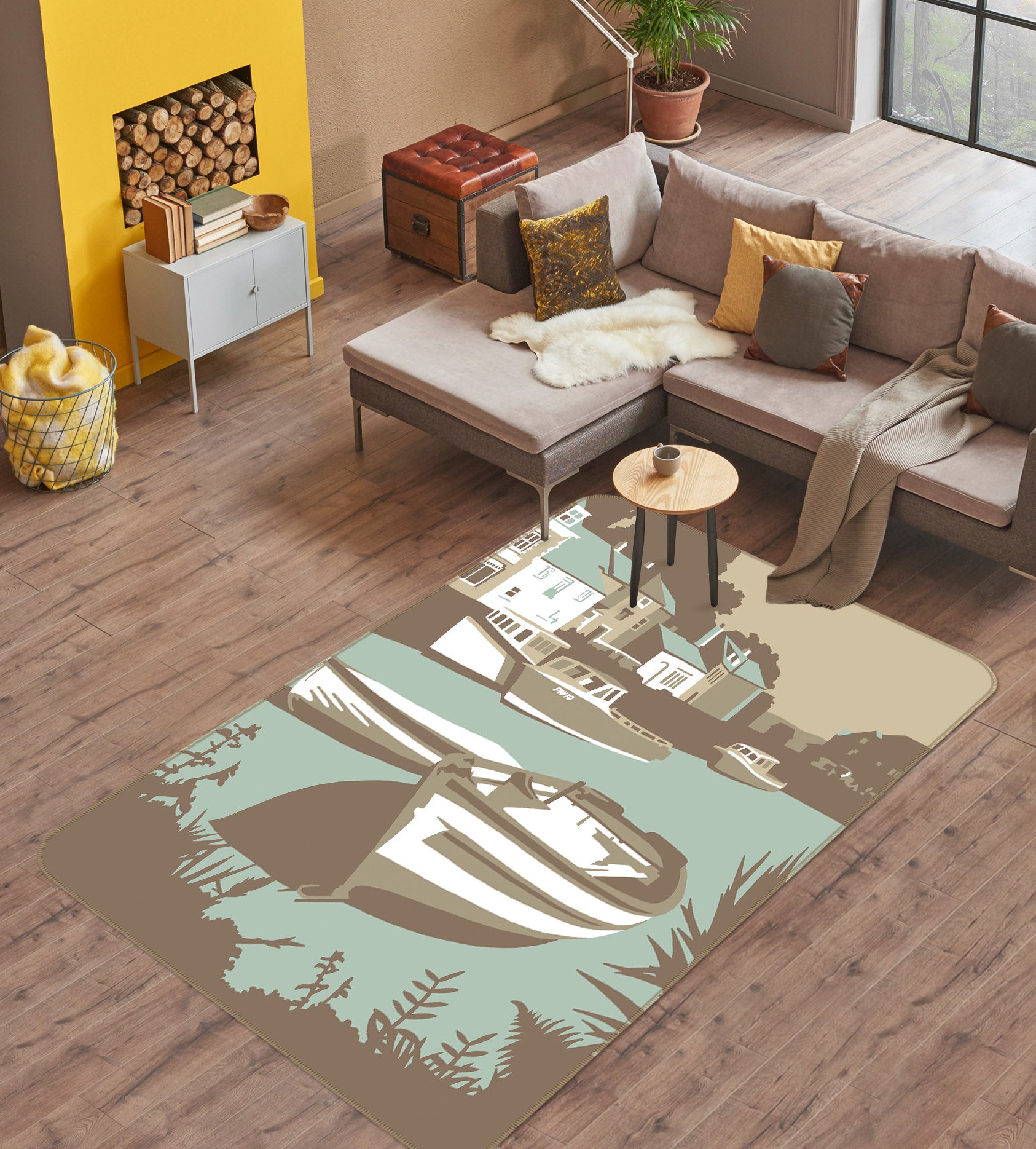 3D Padstow 1128 Steve Read Rug Non Slip Rug Mat