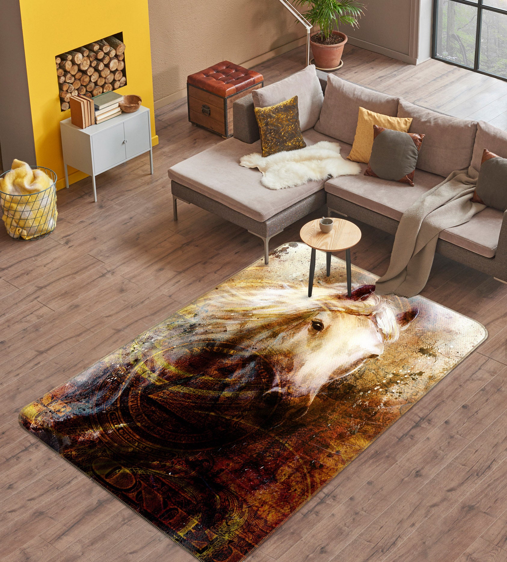 3D Horse Graffiti 204 Animal Non Slip Rug Mat