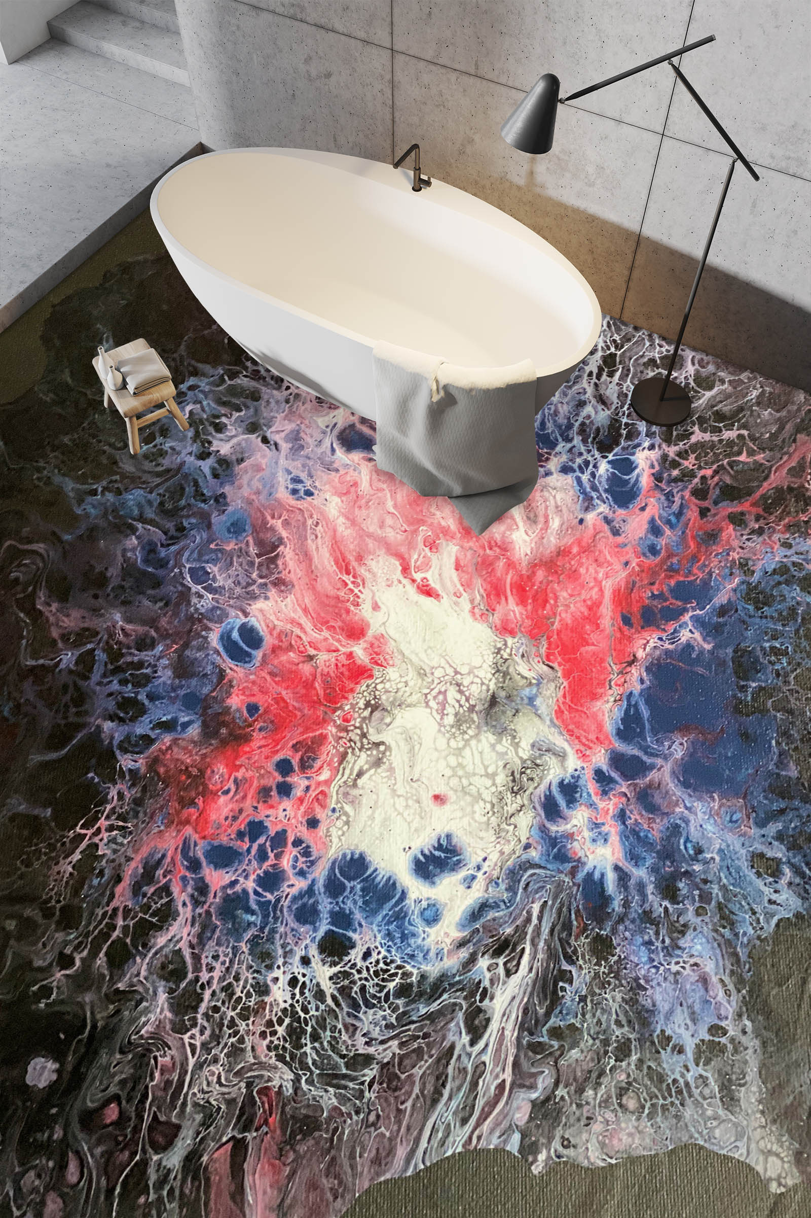 3D Red Blue Texture 98206 Valerie Latrice Floor Mural Wallpaper Murals Self-Adhesive Removable Print Epoxy