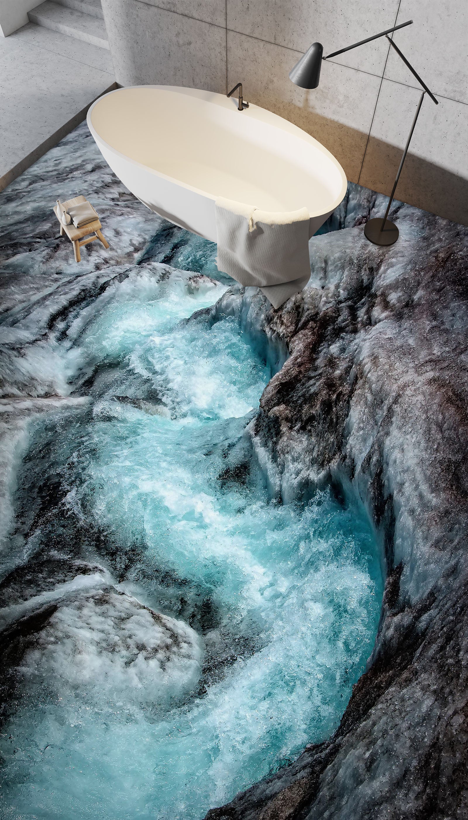 3D Canyon Fierce Water 887 Floor Mural Wallpaper Murals Rug & Mat Print Epoxy waterproof bath floor