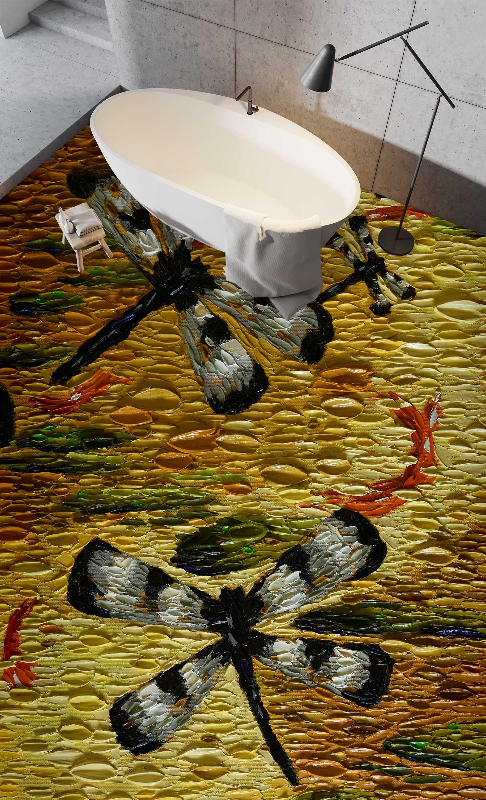 3D Dragonfly 102182 Dena Tollefson Floor Mural Wallpaper Murals Self-Adhesive Removable Print Epoxy