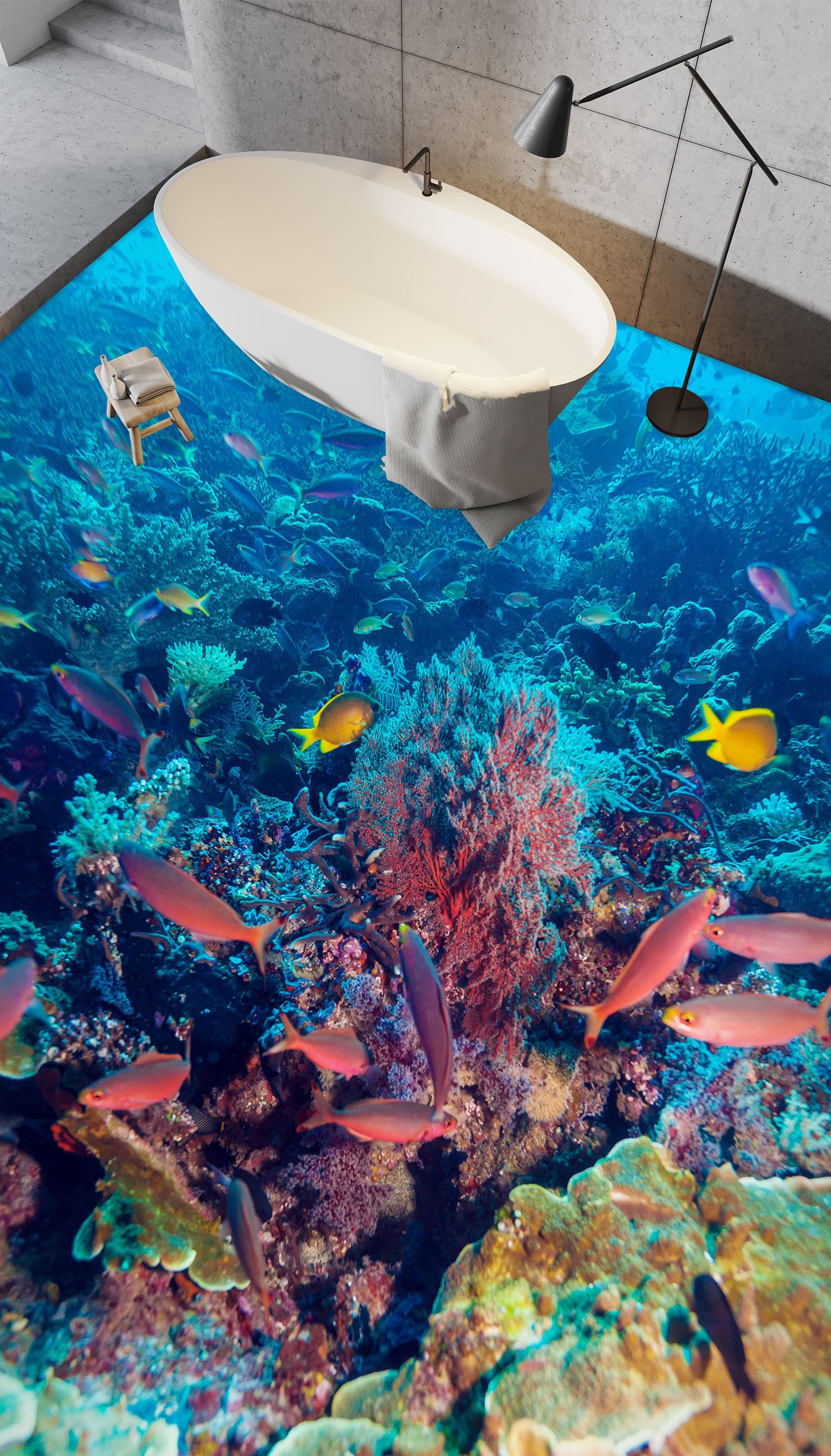 3D Pretty Yellow Fish 200 Floor Mural Wallpaper Murals Rug & Mat Print Epoxy waterproof bath floor