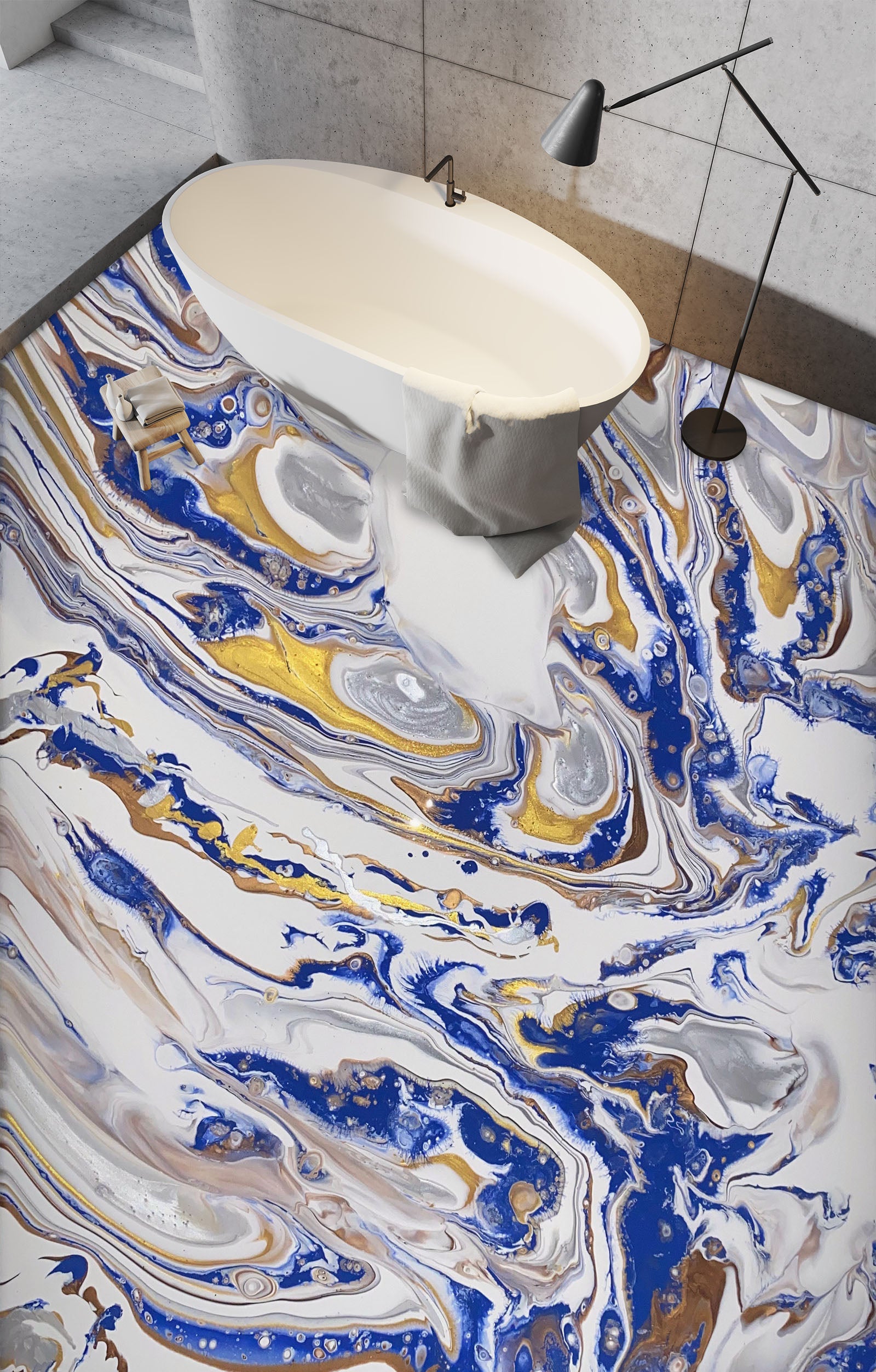 3D Blue Grey Texture 98195 Valerie Latrice Floor Mural Wallpaper Murals Self-Adhesive Removable Print Epoxy