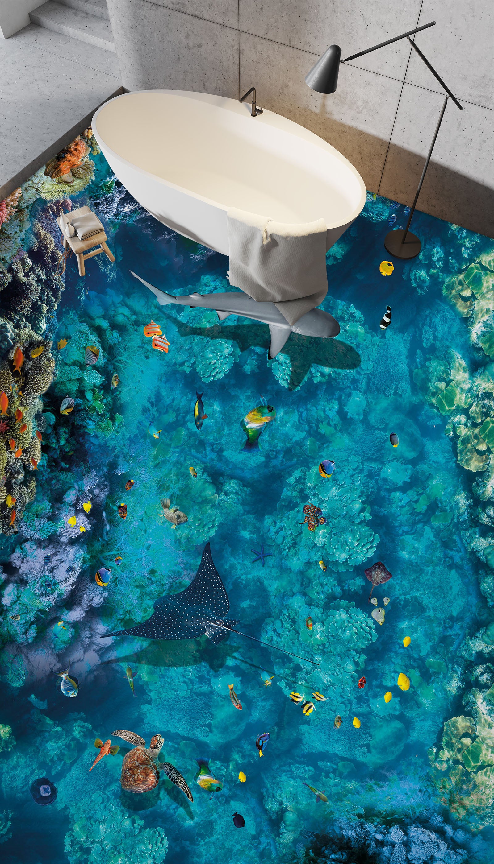 3D Blue Ocean Coral 298 Floor Mural Wallpaper Murals Rug & Mat Print Epoxy waterproof bath floor