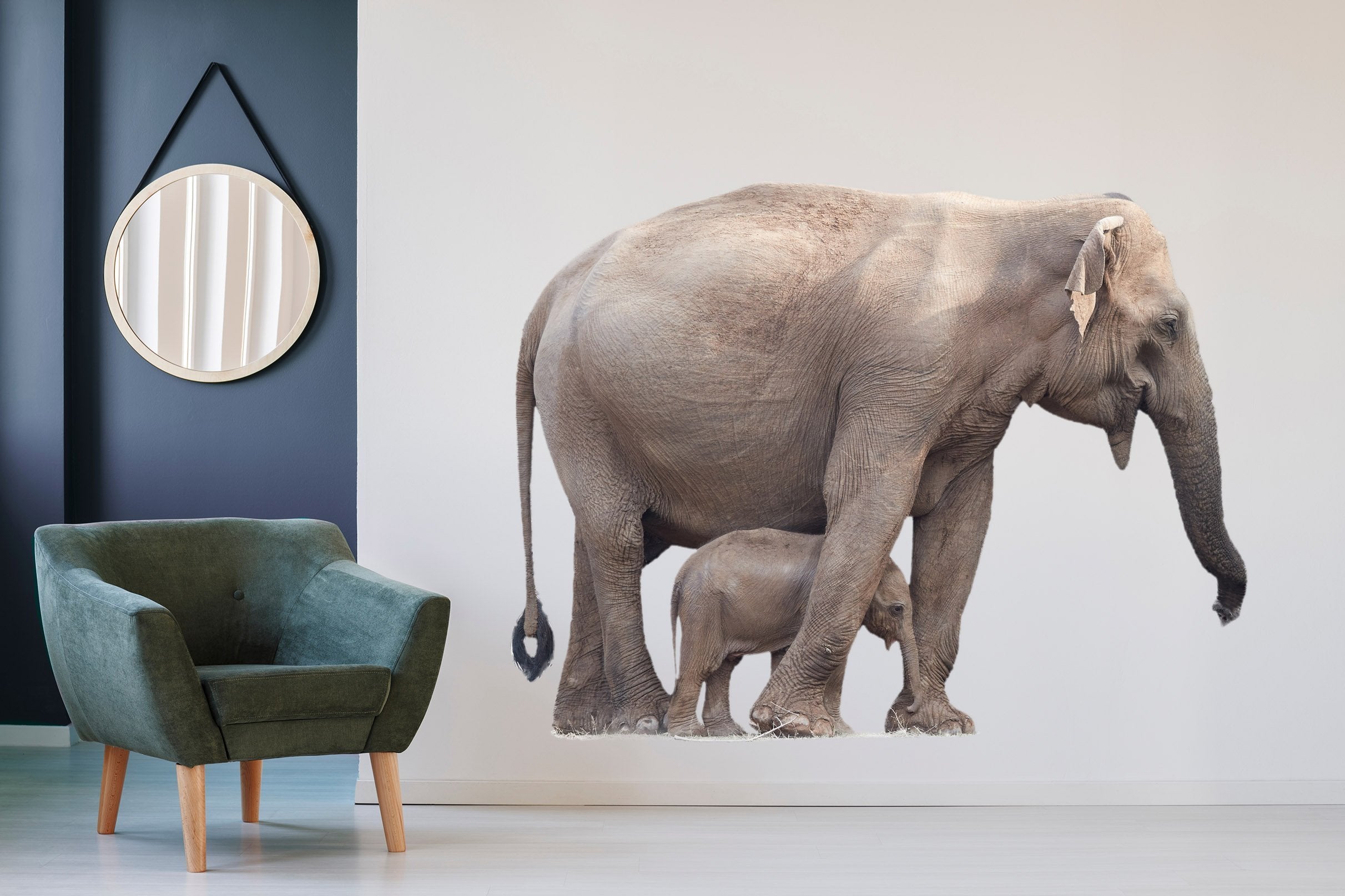 3D Elephant Mother And Baby 129 Animals Wall Stickers Wallpaper AJ Wallpaper