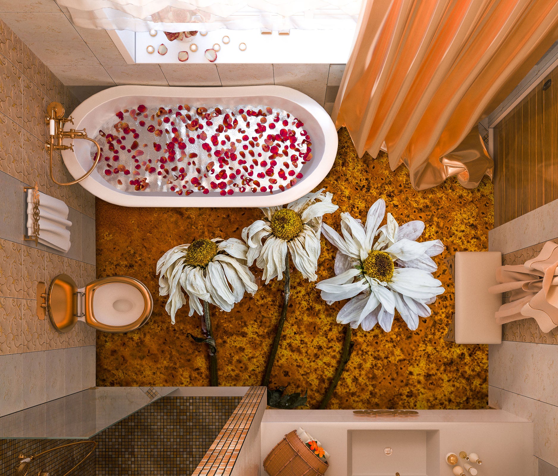 3D Dry Daisies Art 1438 Floor Mural Wallpaper Murals Self-Adhesive Removable Print Epoxy