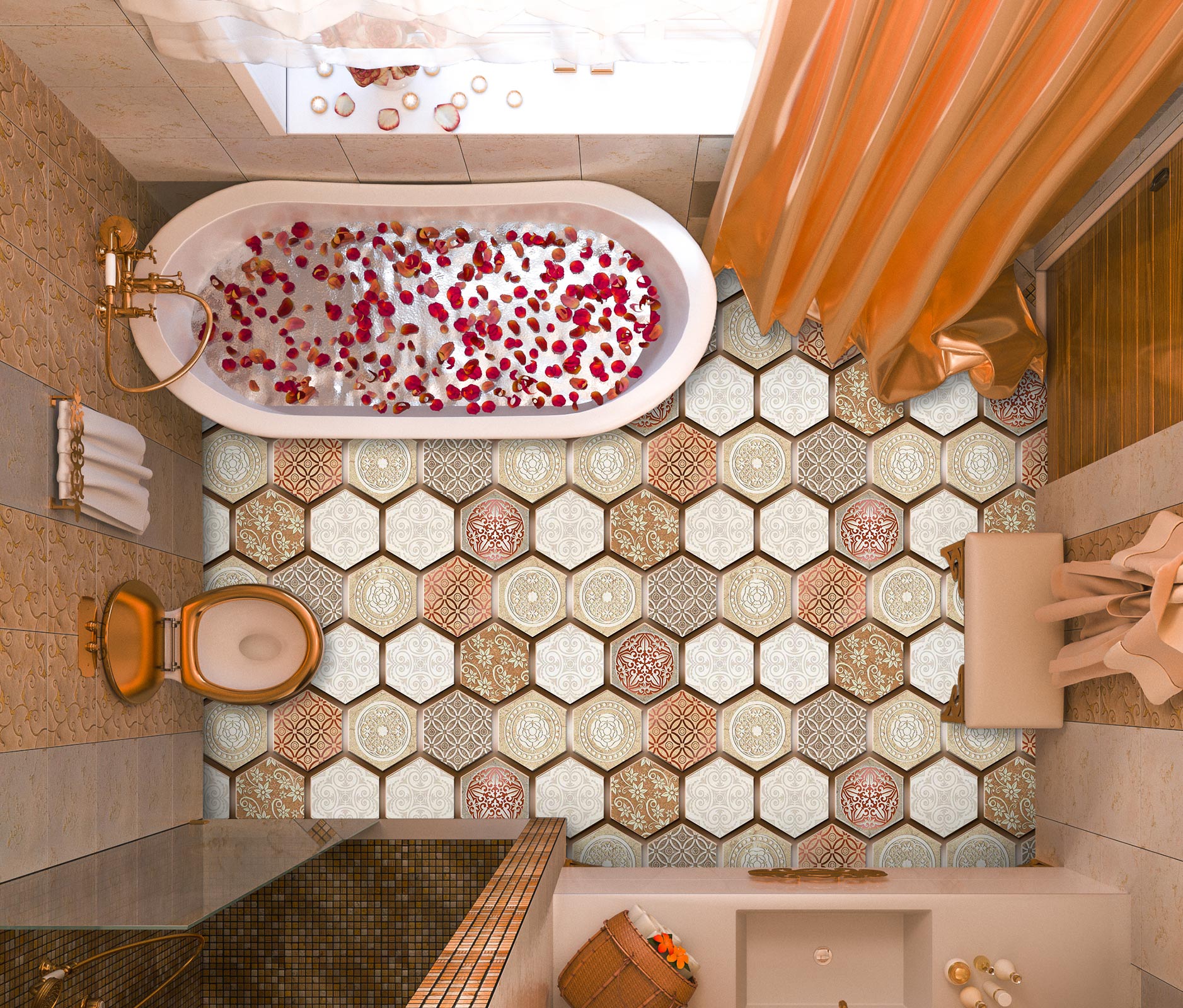 3D Elegant Hexagons 433 Floor Mural Wallpaper Murals Rug & Mat Print Epoxy waterproof bath floor