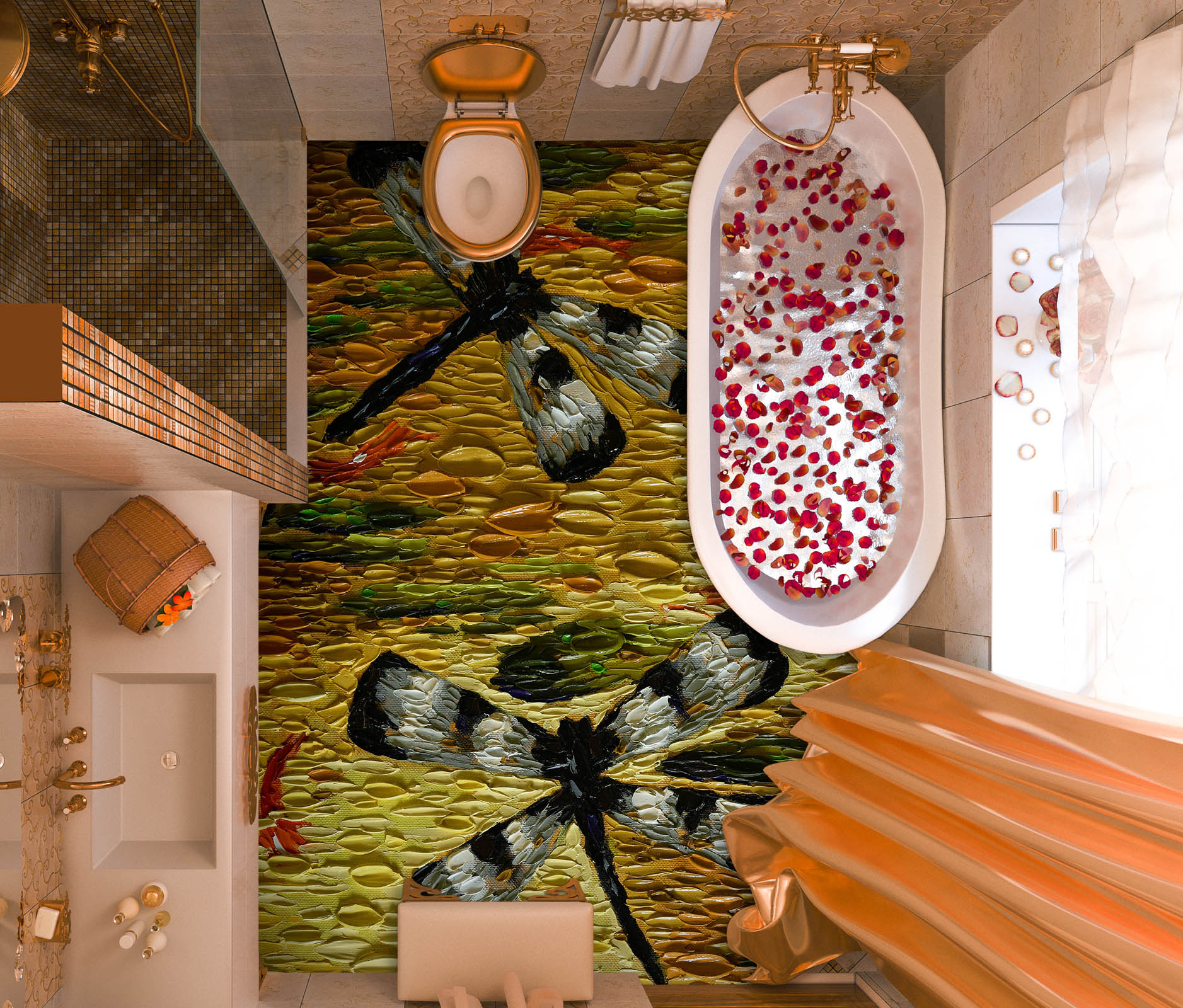 3D Dragonfly 102182 Dena Tollefson Floor Mural Wallpaper Murals Self-Adhesive Removable Print Epoxy