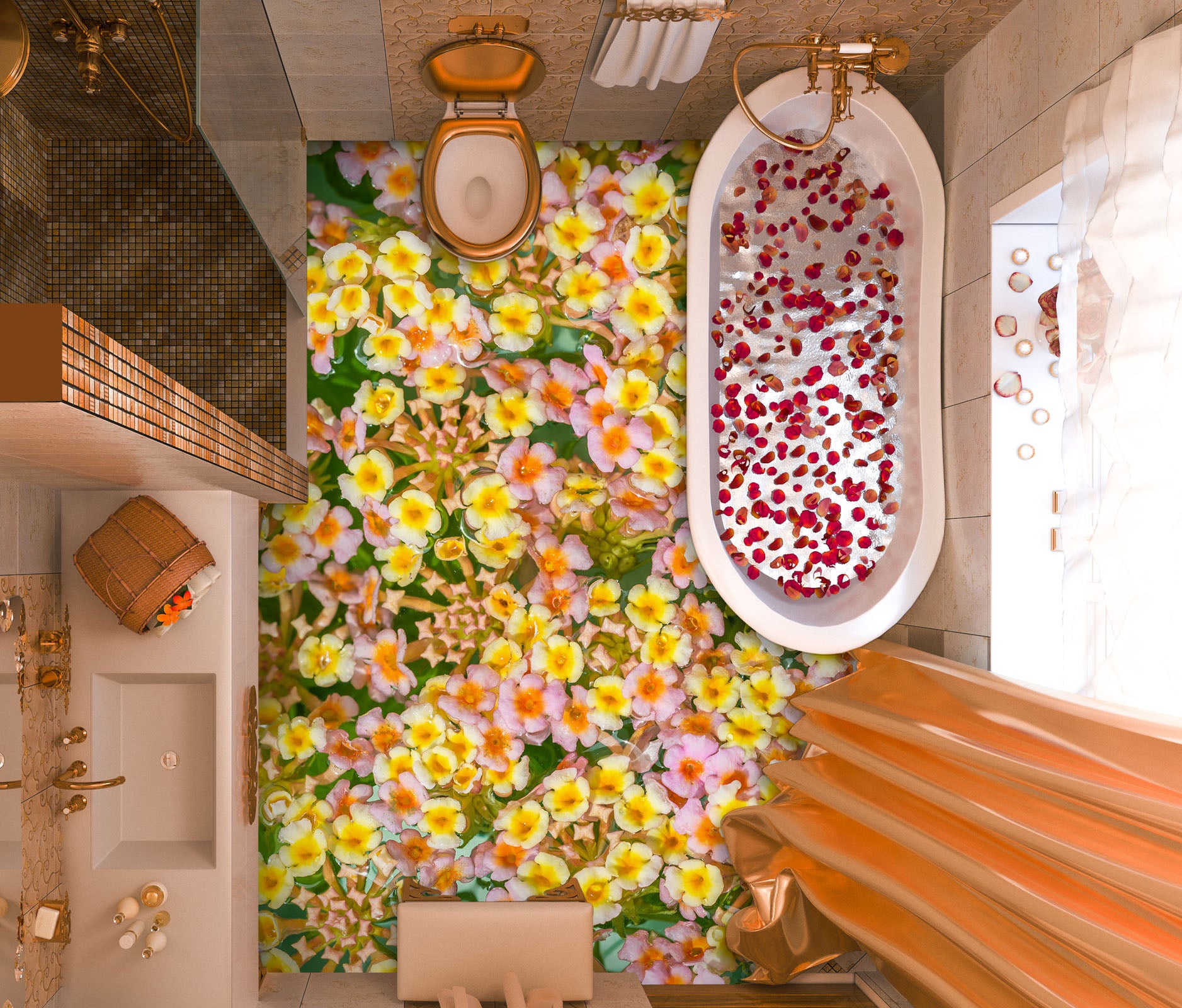 3D Dense Spring Flowers 885 Floor Mural Wallpaper Murals Rug & Mat Print Epoxy waterproof bath floor