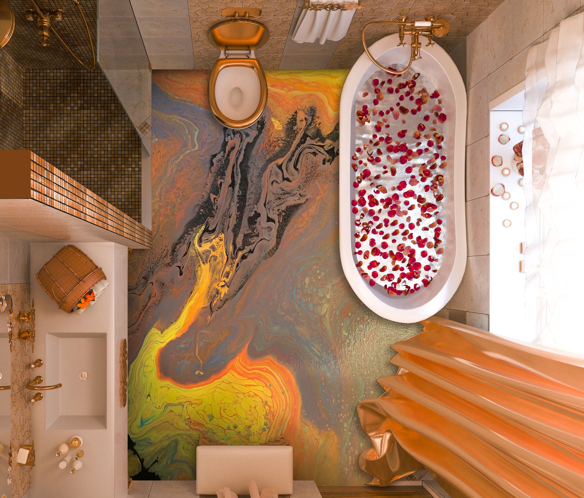 3D Golden Brown Texture 98202 Valerie Latrice Floor Mural Wallpaper Murals Self-Adhesive Removable Print Epoxy