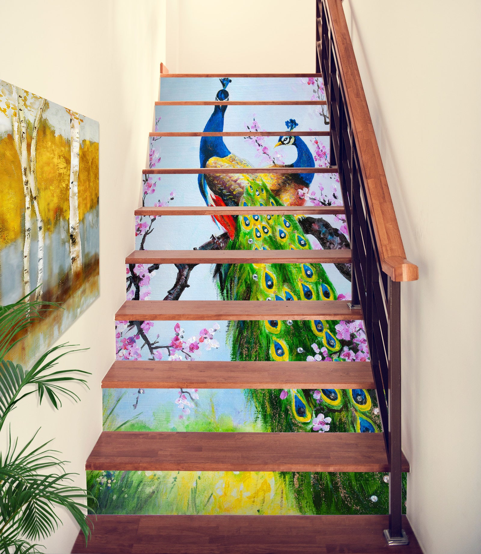 3D Affectionate And Gorgeous Peacock 430 Stair Risers